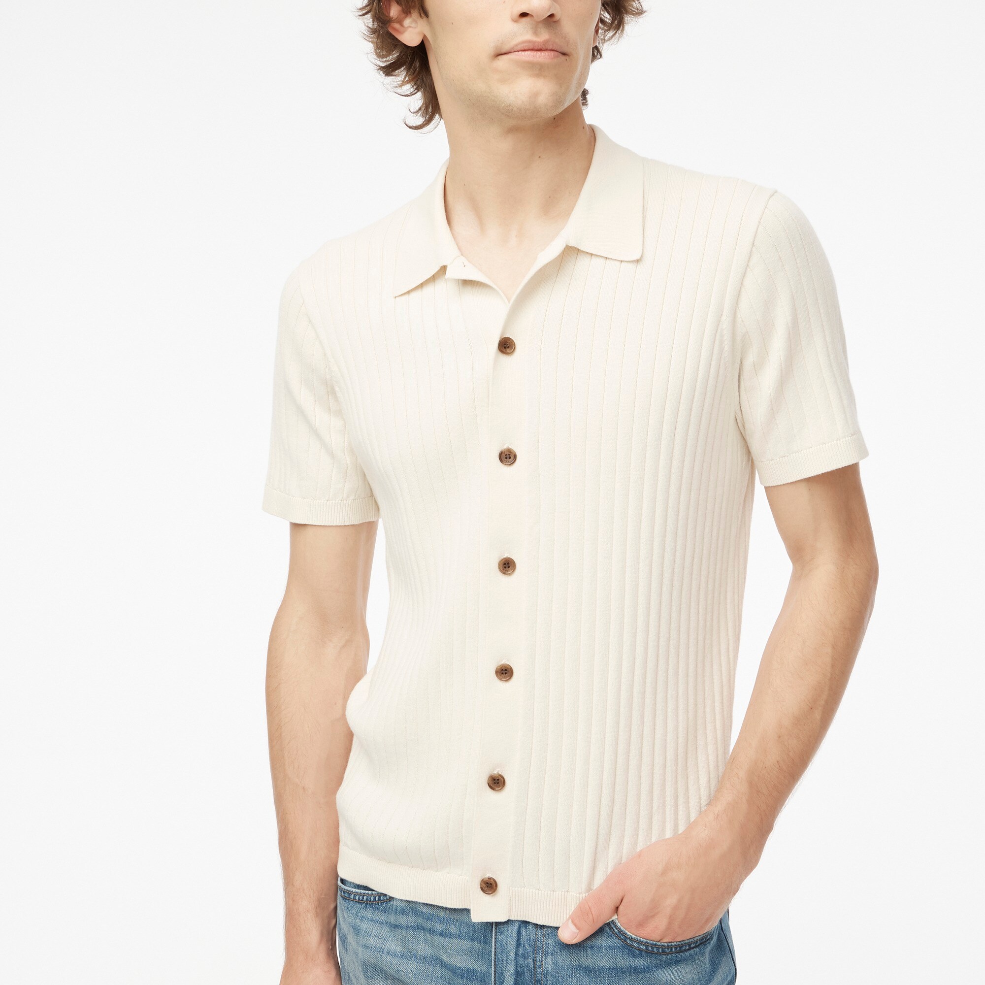 mens Ribbed button-down sweater-polo