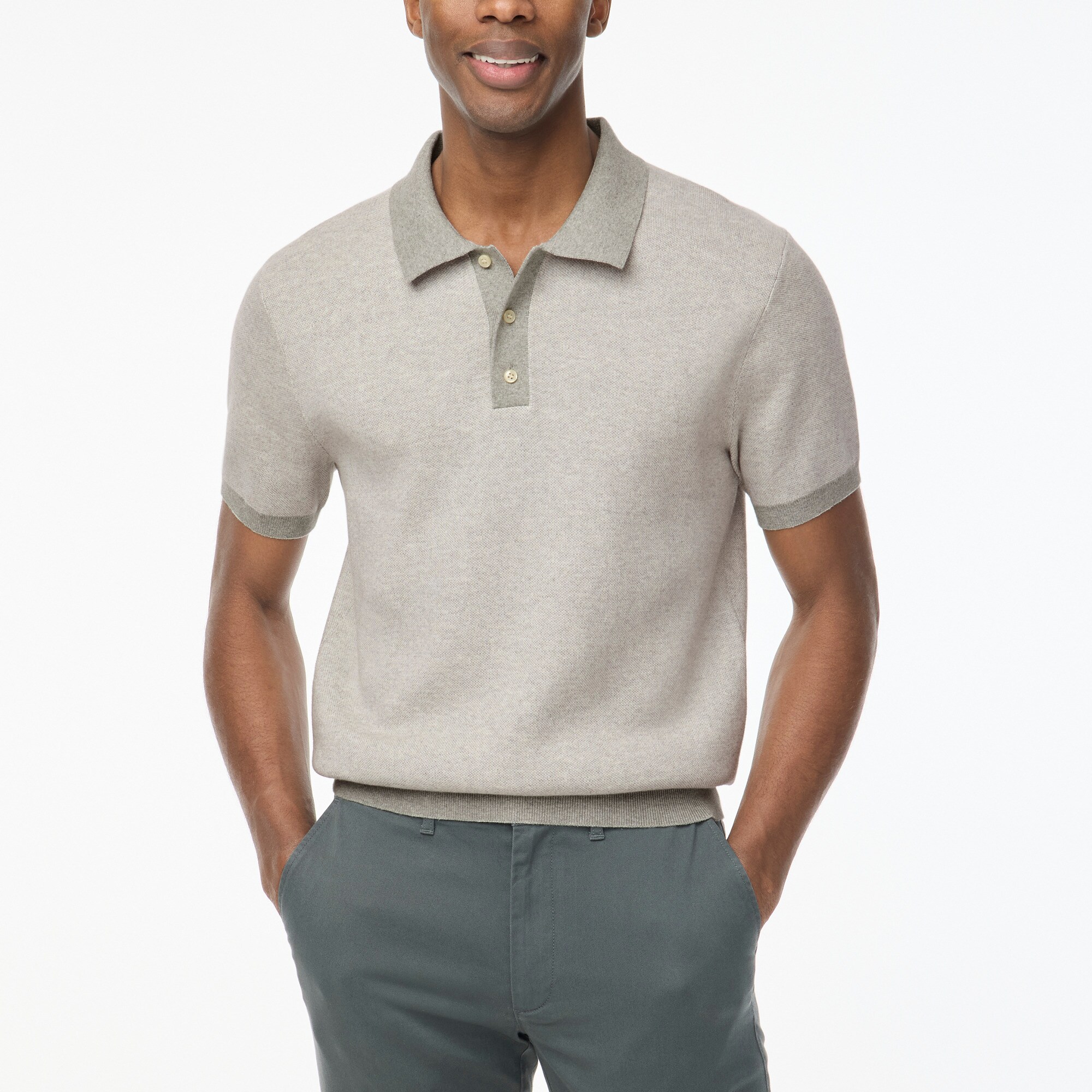 Bird's-eye cotton sweater-polo