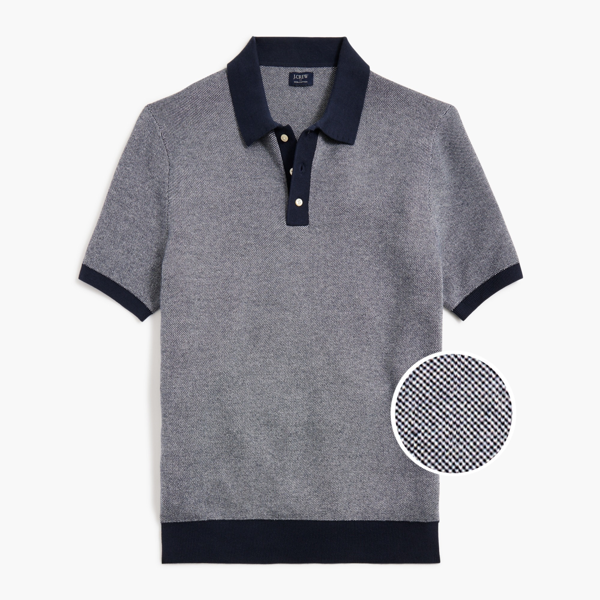 Bird's-eye cotton sweater-polo