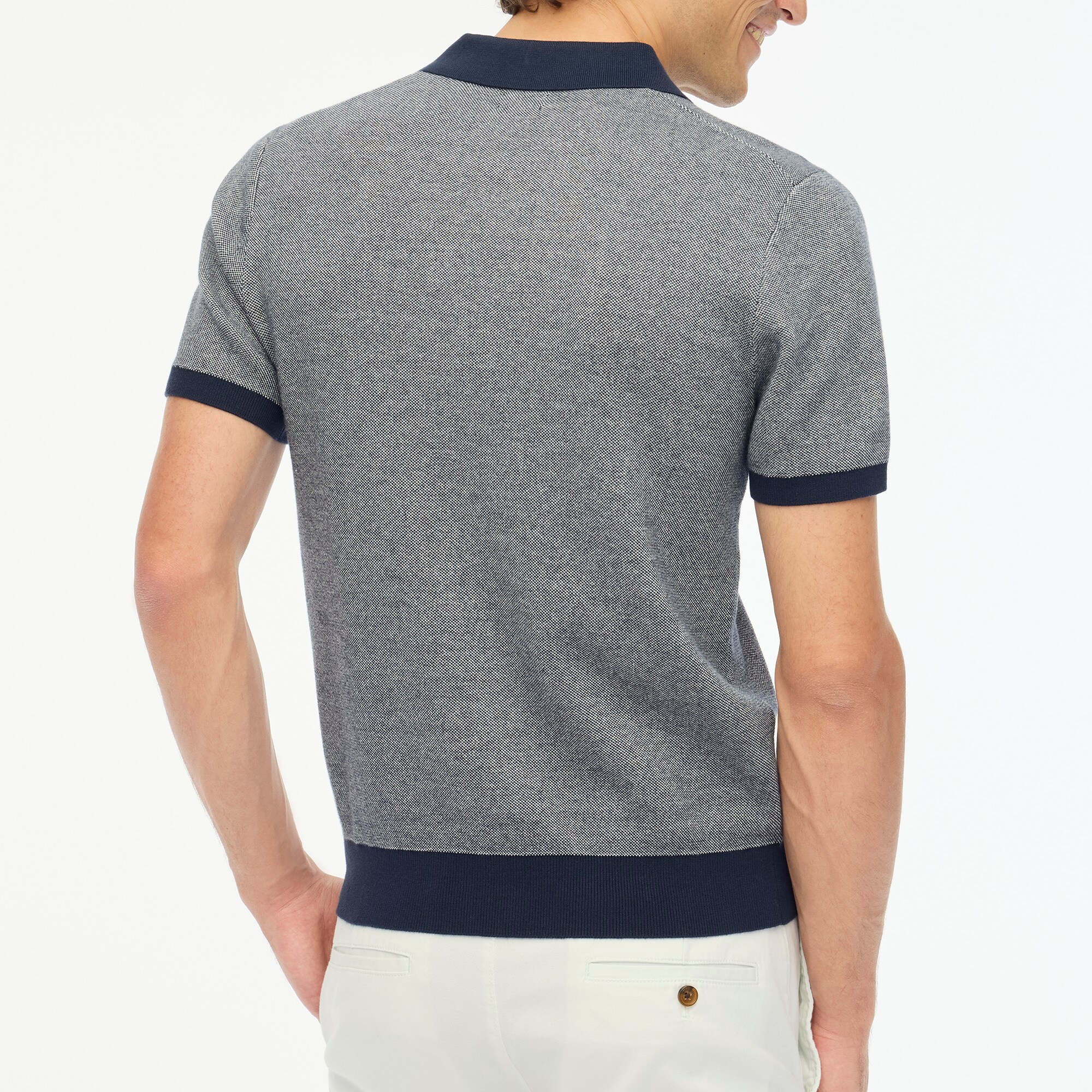 Bird's-eye cotton sweater-polo