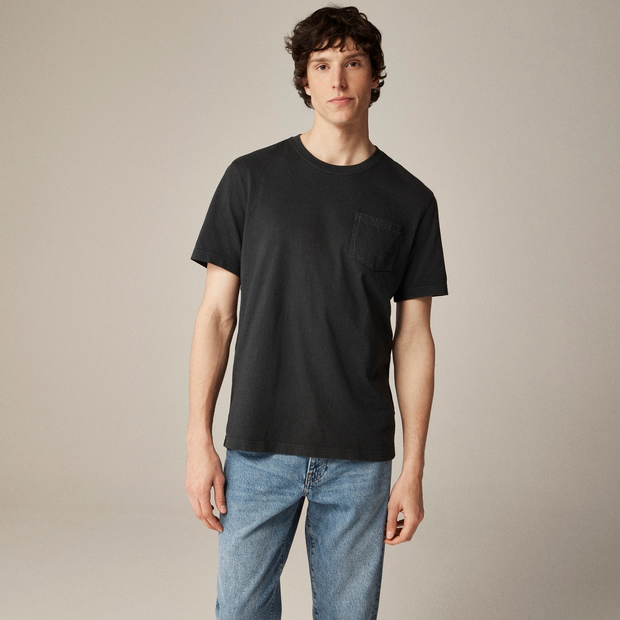 Vintage-wash cotton pocket T-shirt