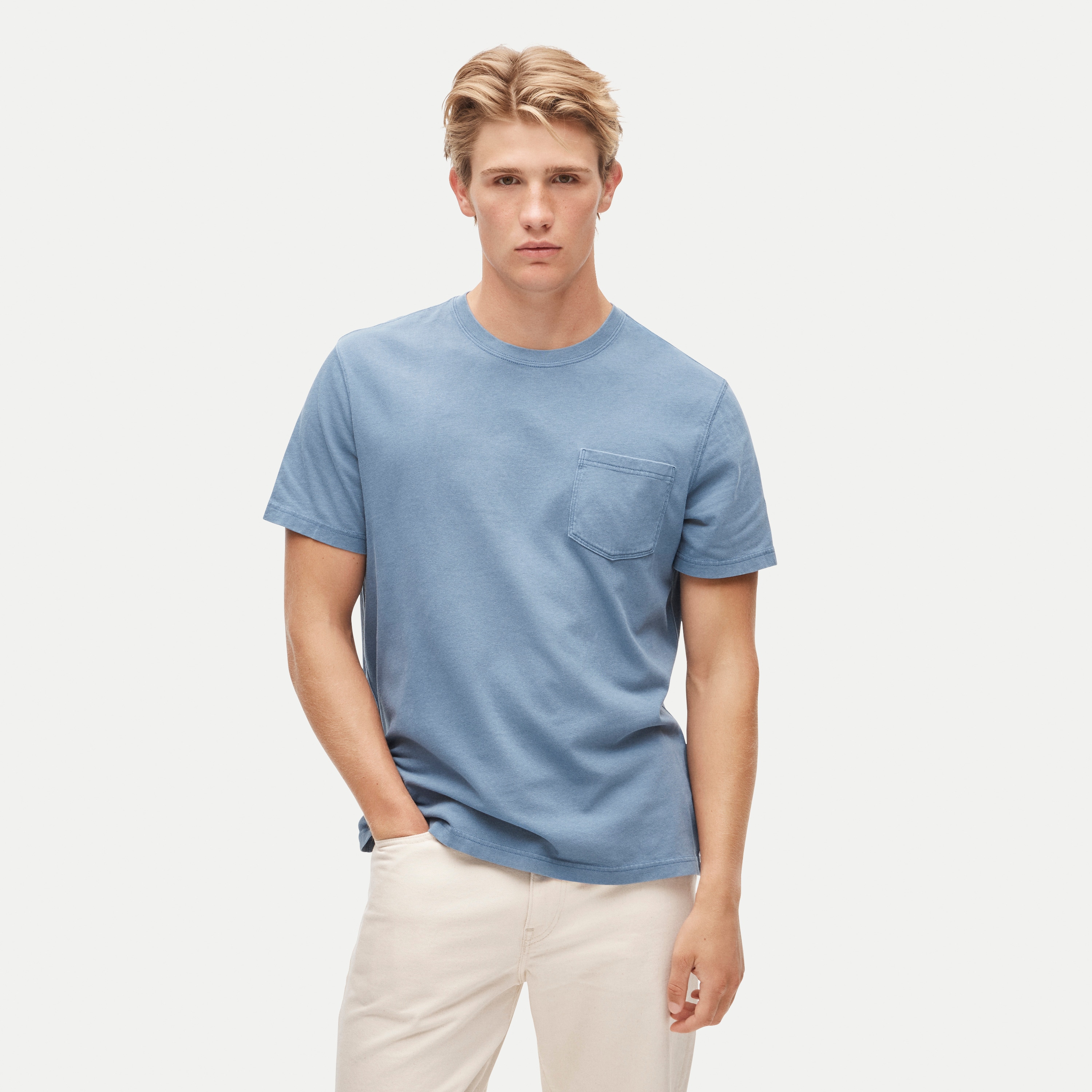 Vintage-wash cotton pocket T-shirt