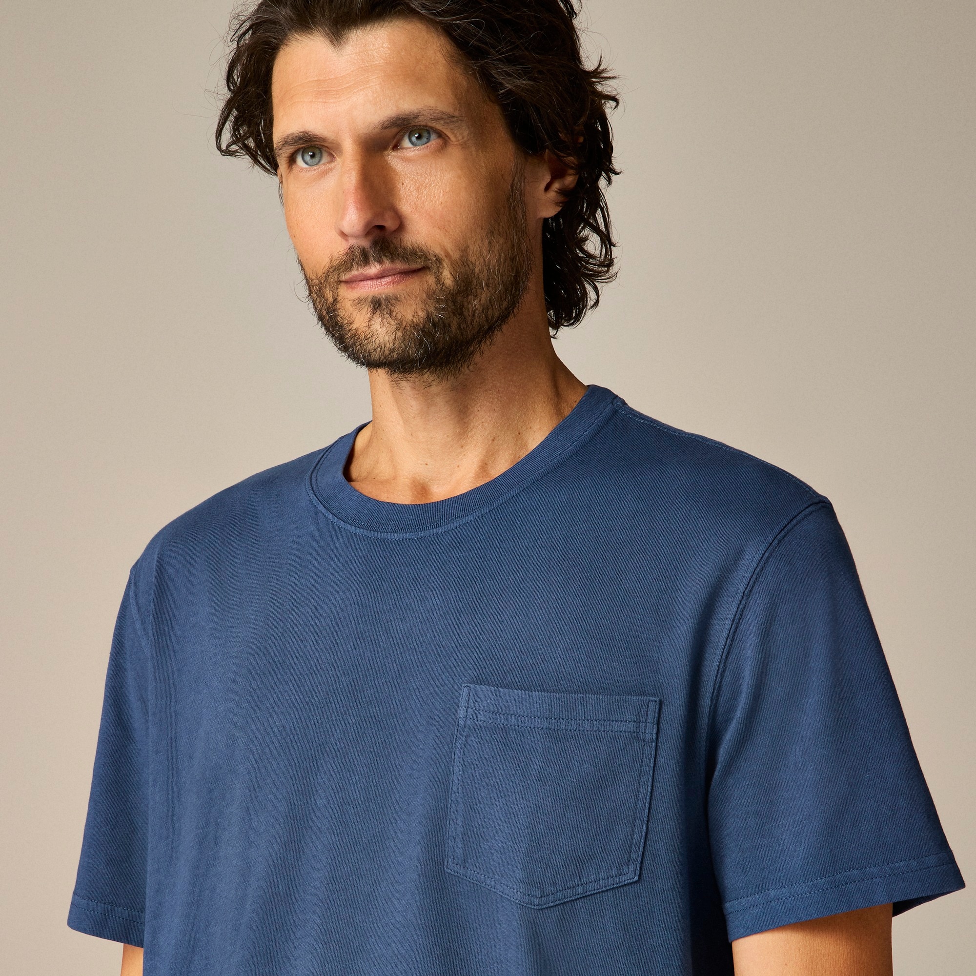 Vintage-wash cotton pocket T-shirt