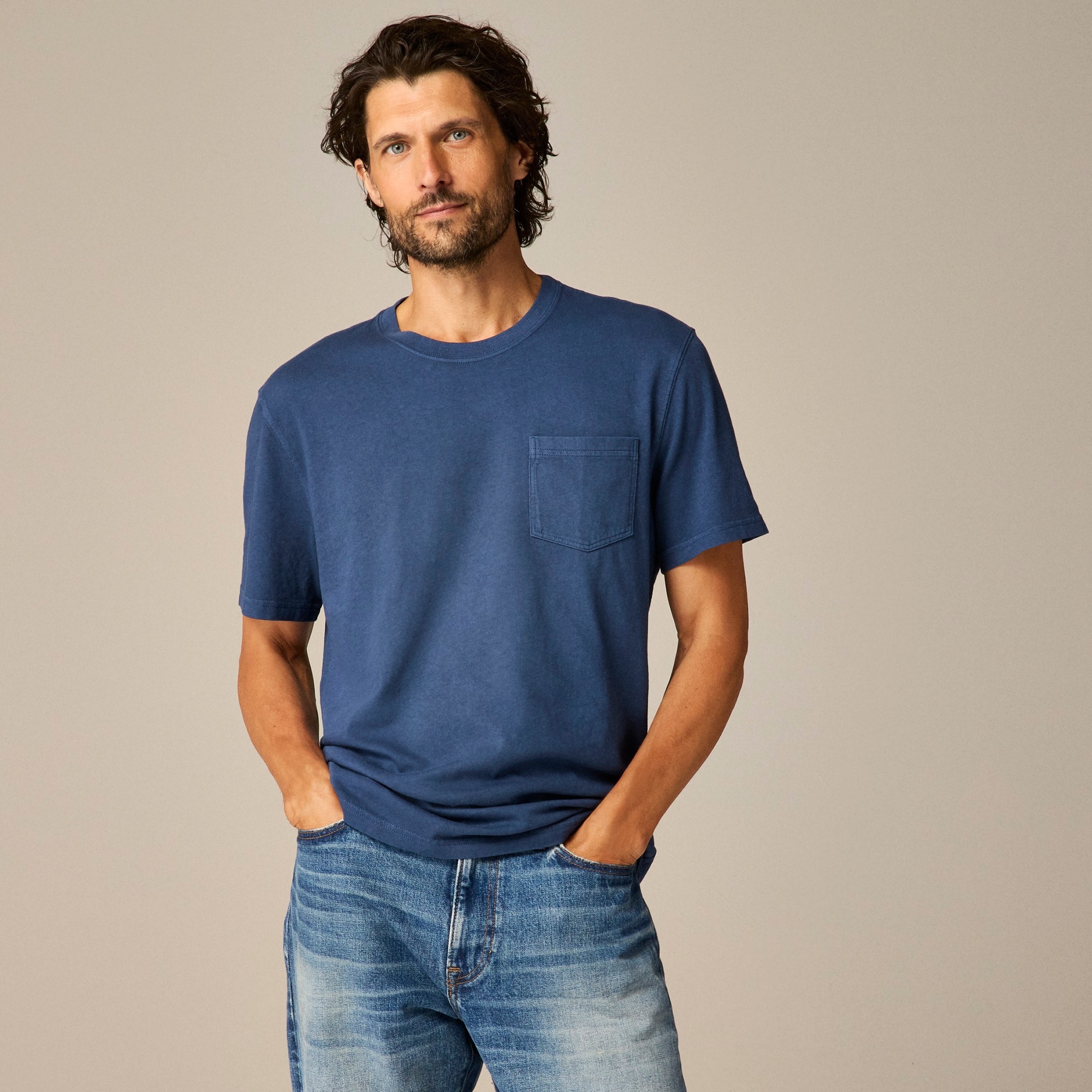  Vintage-wash cotton pocket T-shirt