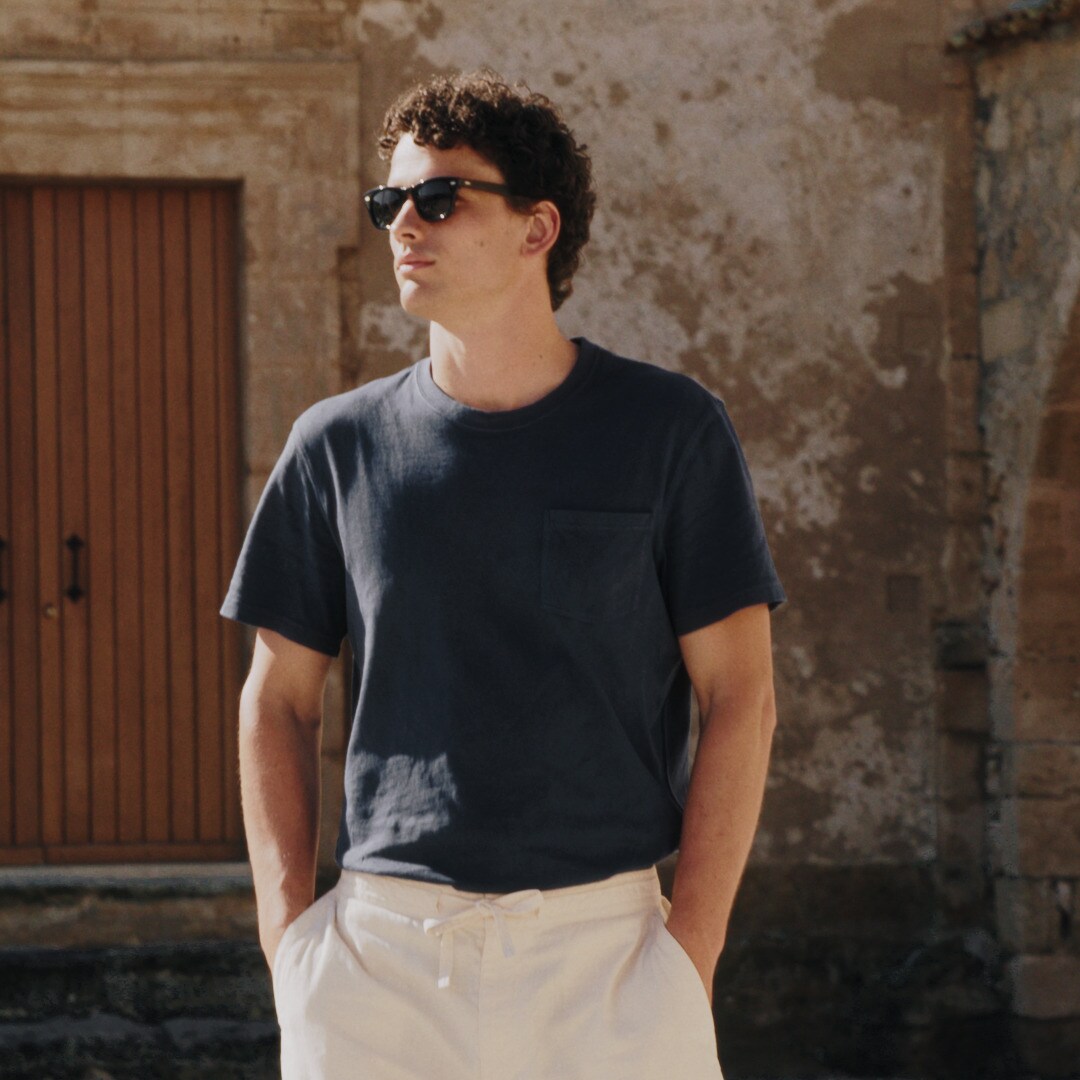 Vintage-wash cotton pocket T-shirt