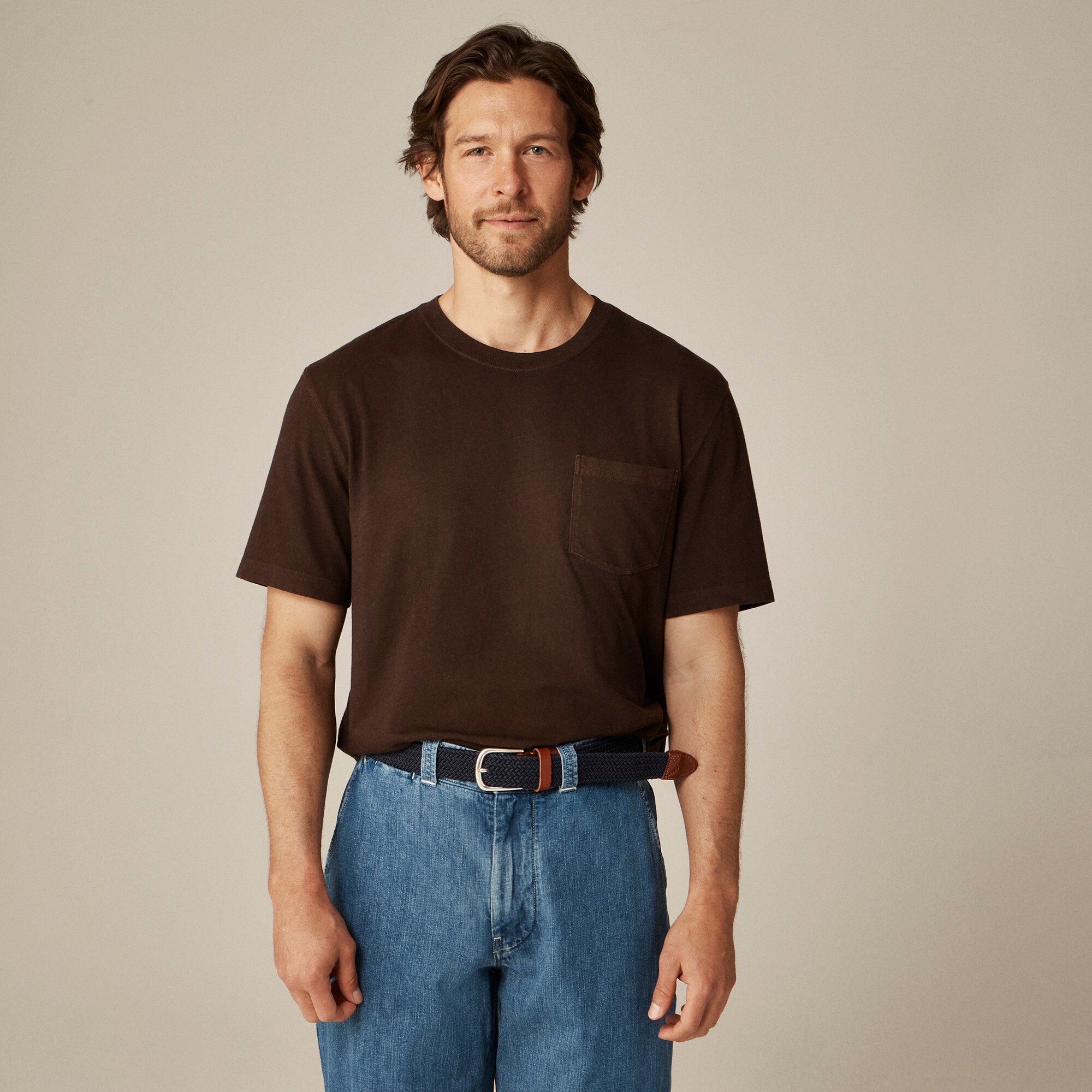  Vintage-wash cotton pocket T-shirt