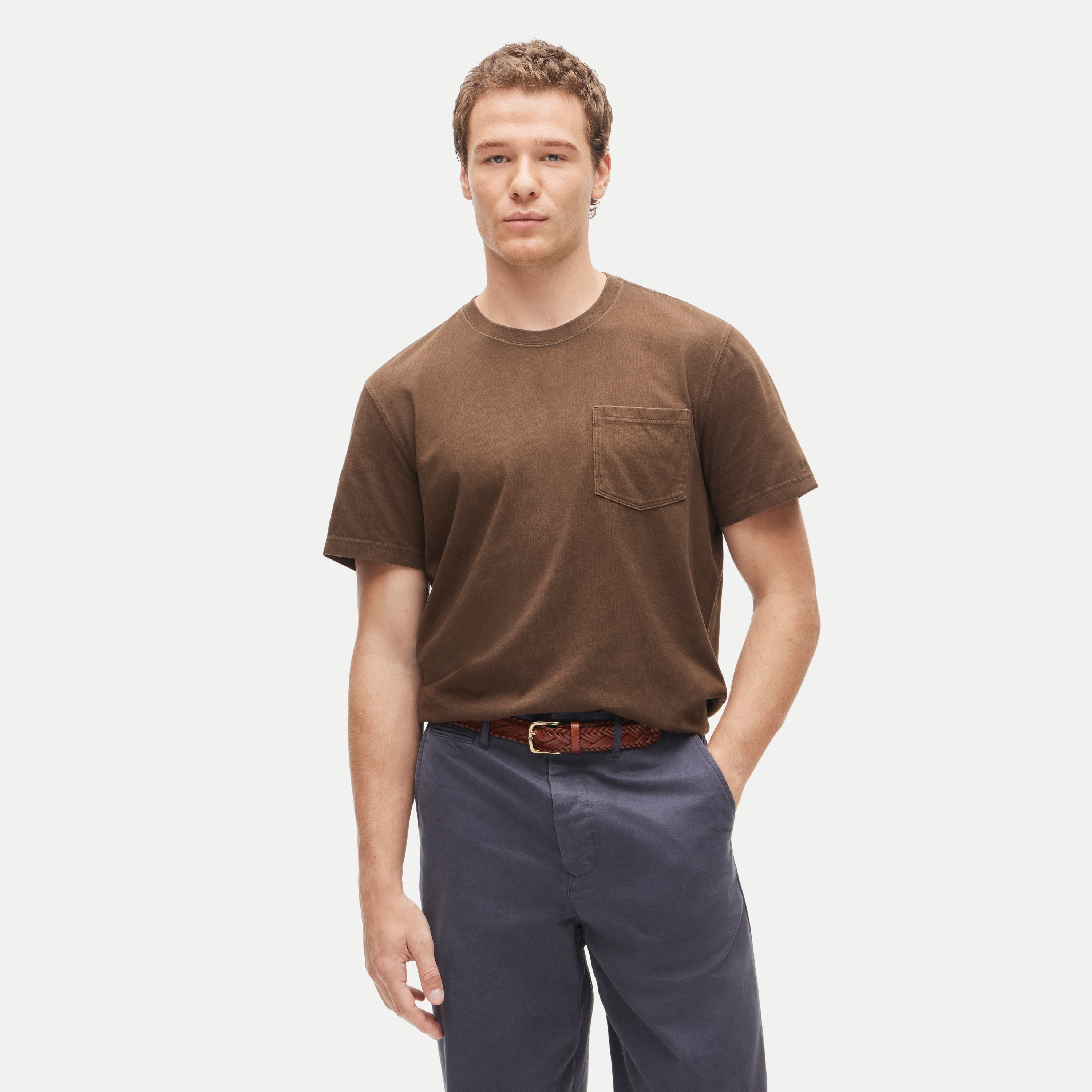 Vintage-wash cotton pocket T-shirt