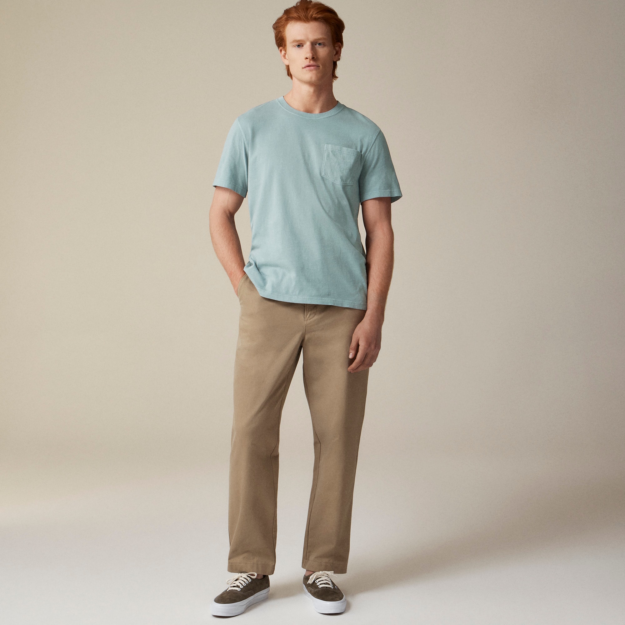 Vintage-wash cotton pocket T-shirt