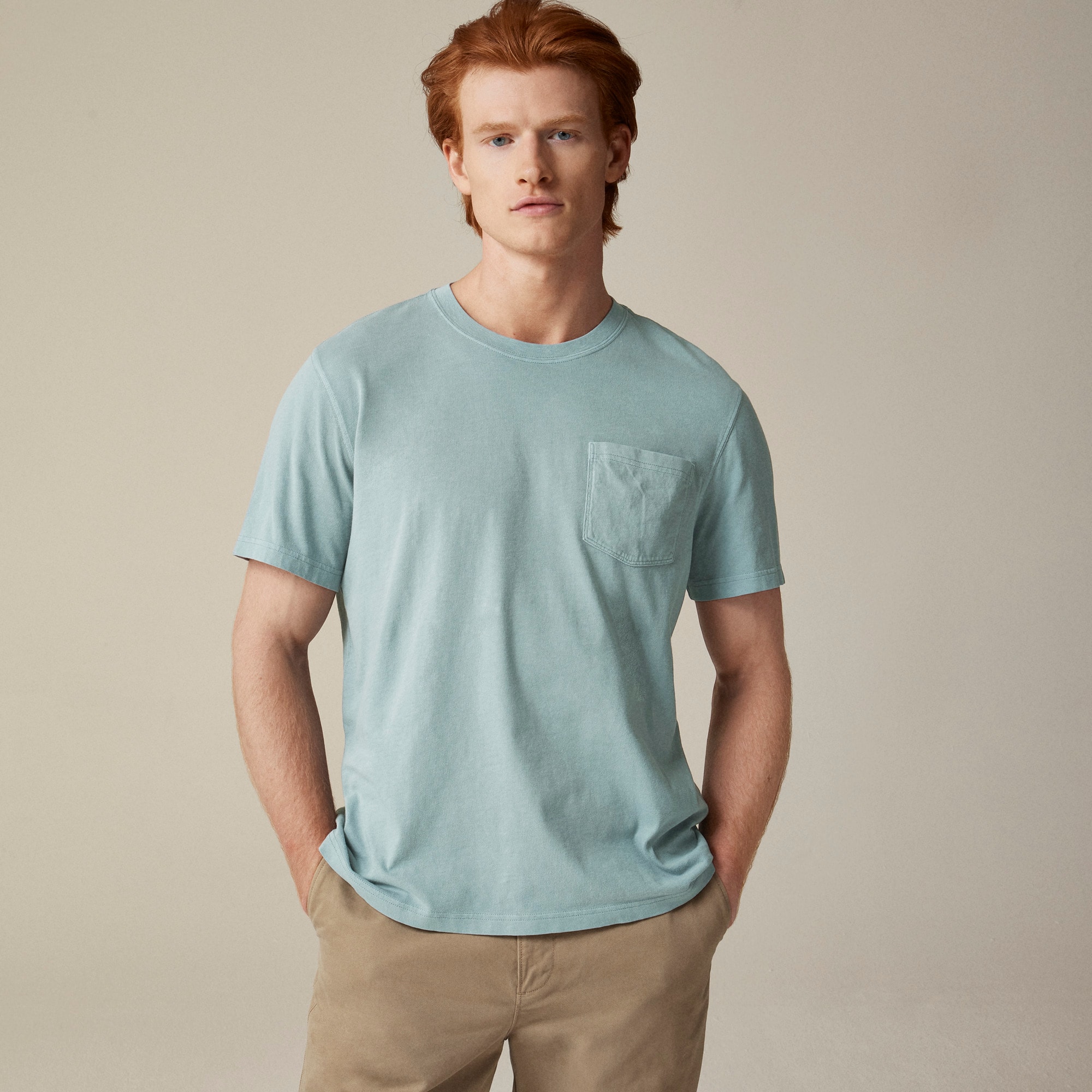 mens Vintage-wash cotton pocket T-shirt