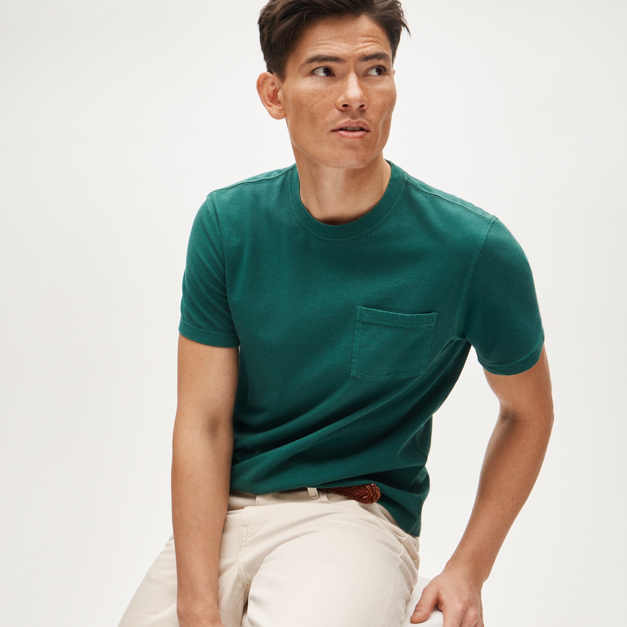 Vintage-wash cotton pocket T-shirt