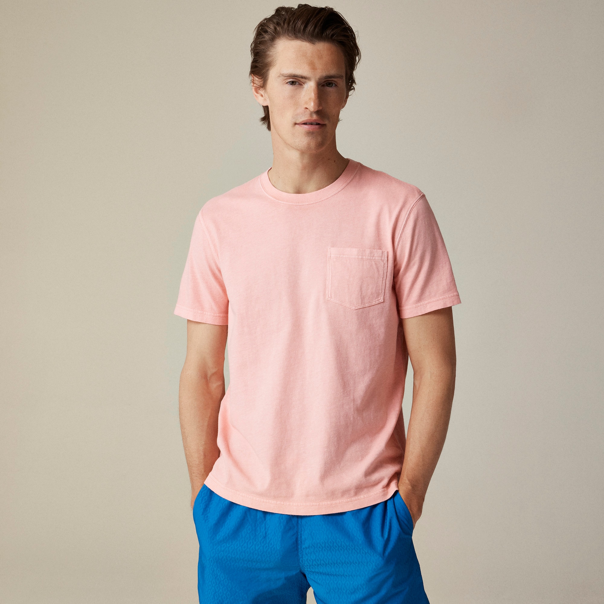 mens Vintage-wash cotton pocket T-shirt