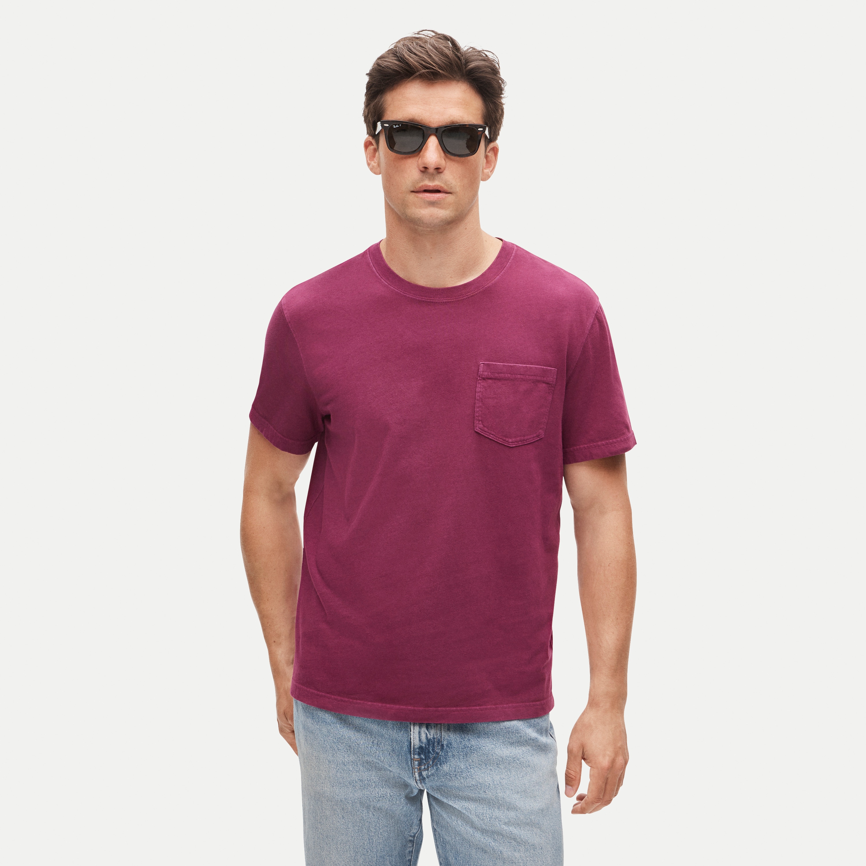 Vintage-wash cotton pocket T-shirt