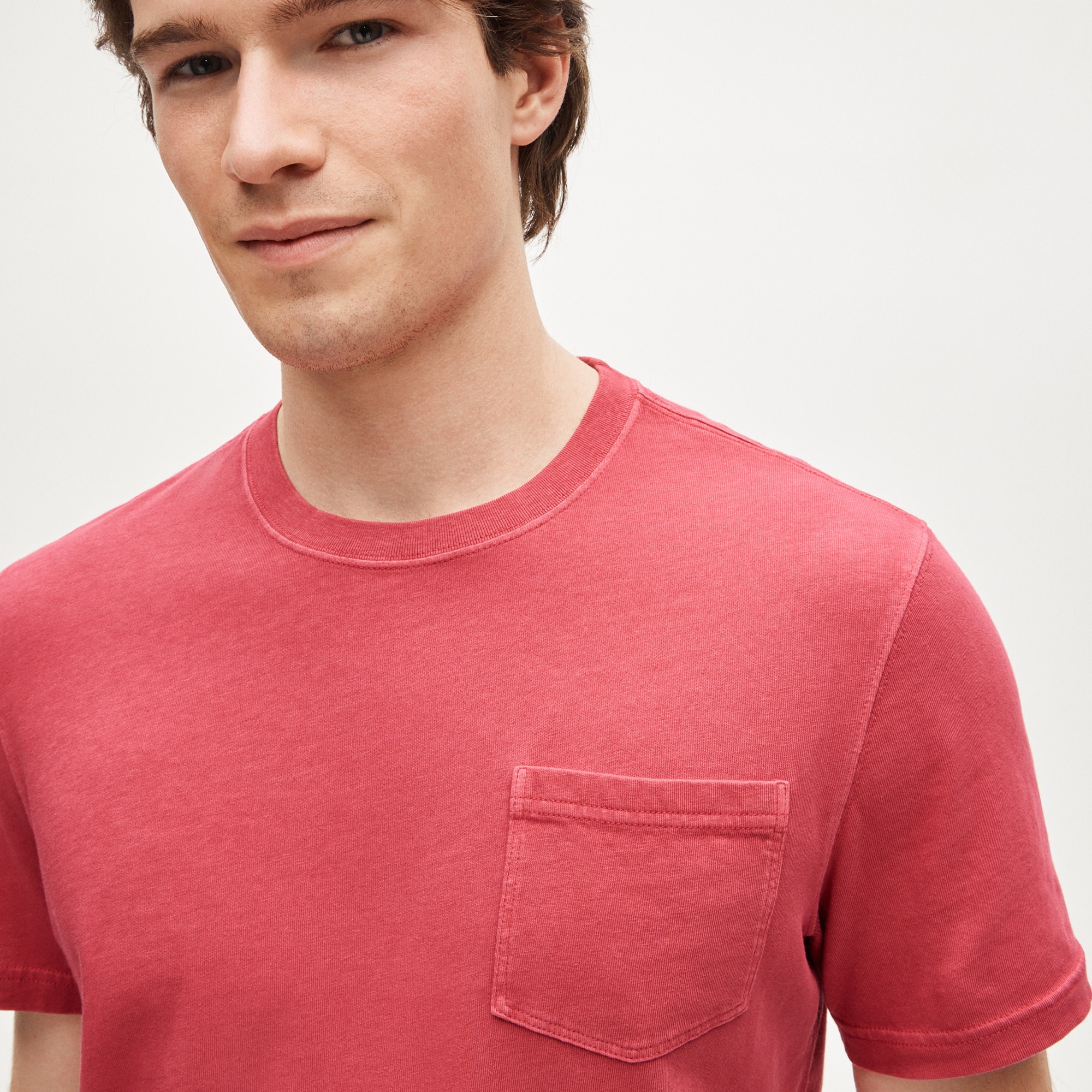 Vintage-wash cotton pocket T-shirt