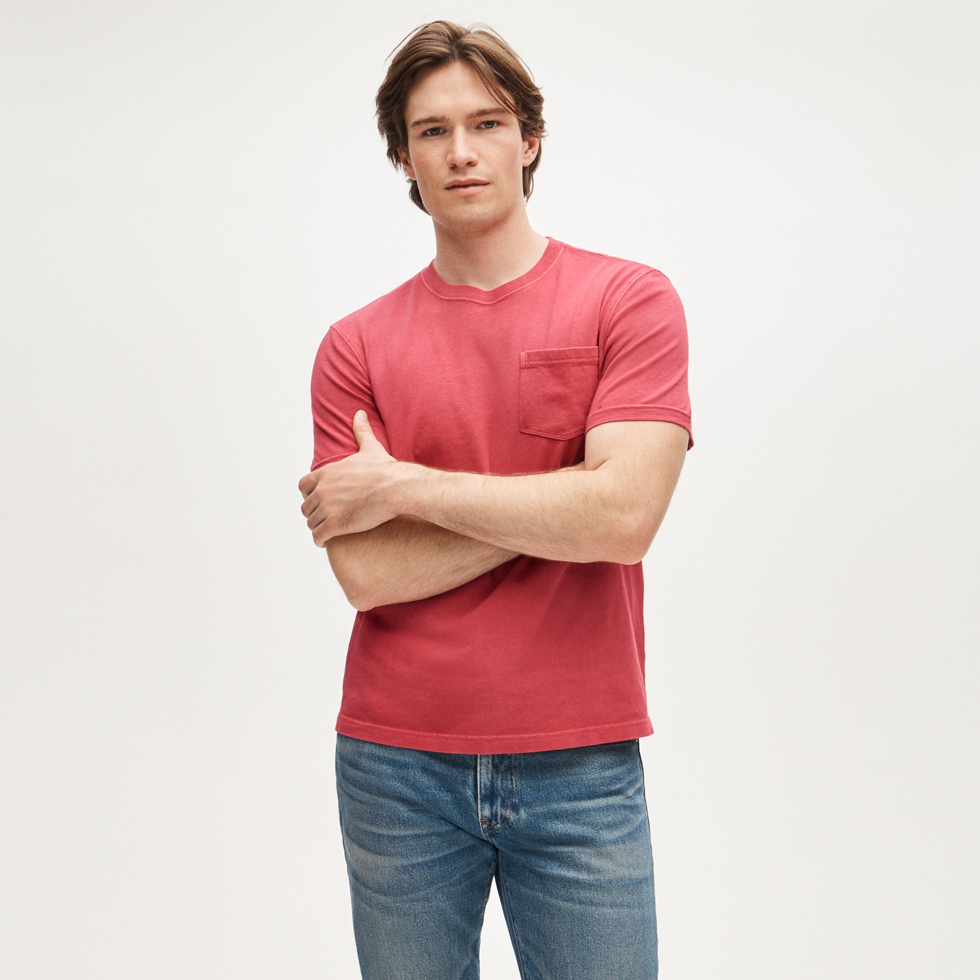 Vintage-wash cotton pocket T-shirt