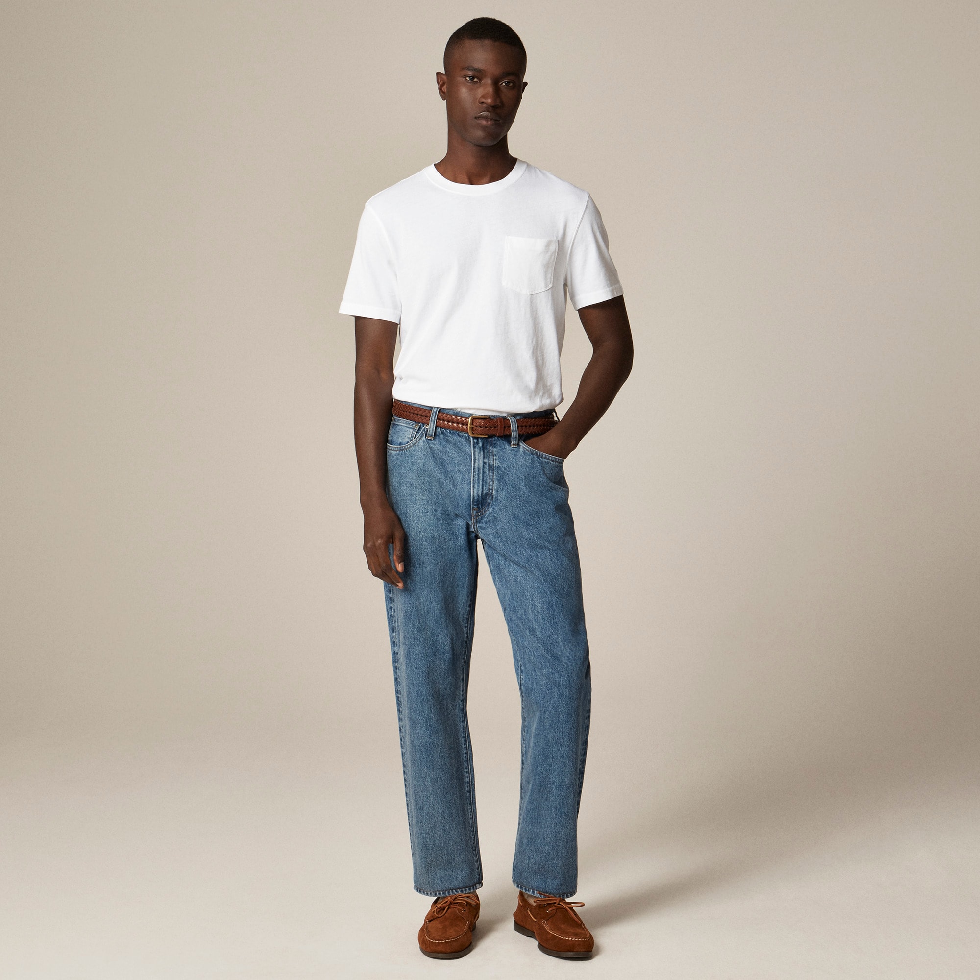 Vintage-wash cotton pocket T-shirt
