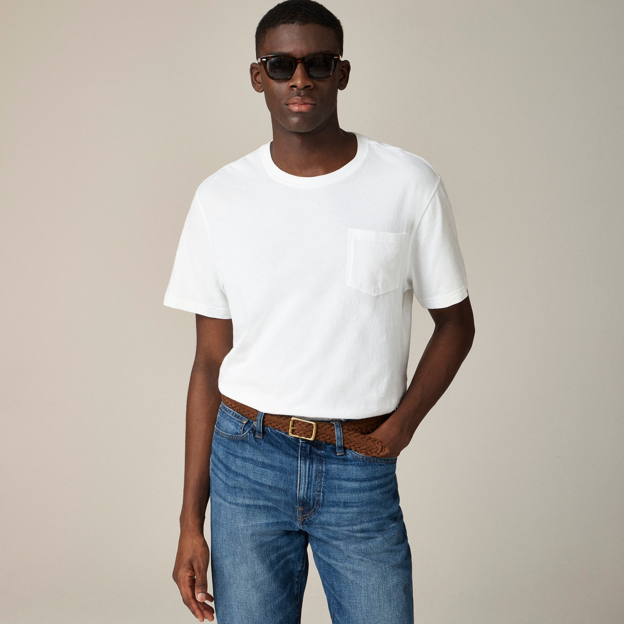  Vintage-wash cotton pocket T-shirt