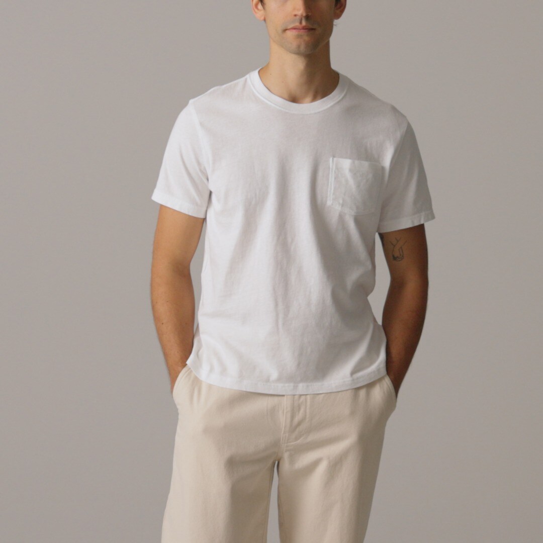 Vintage-wash cotton pocket T-shirt