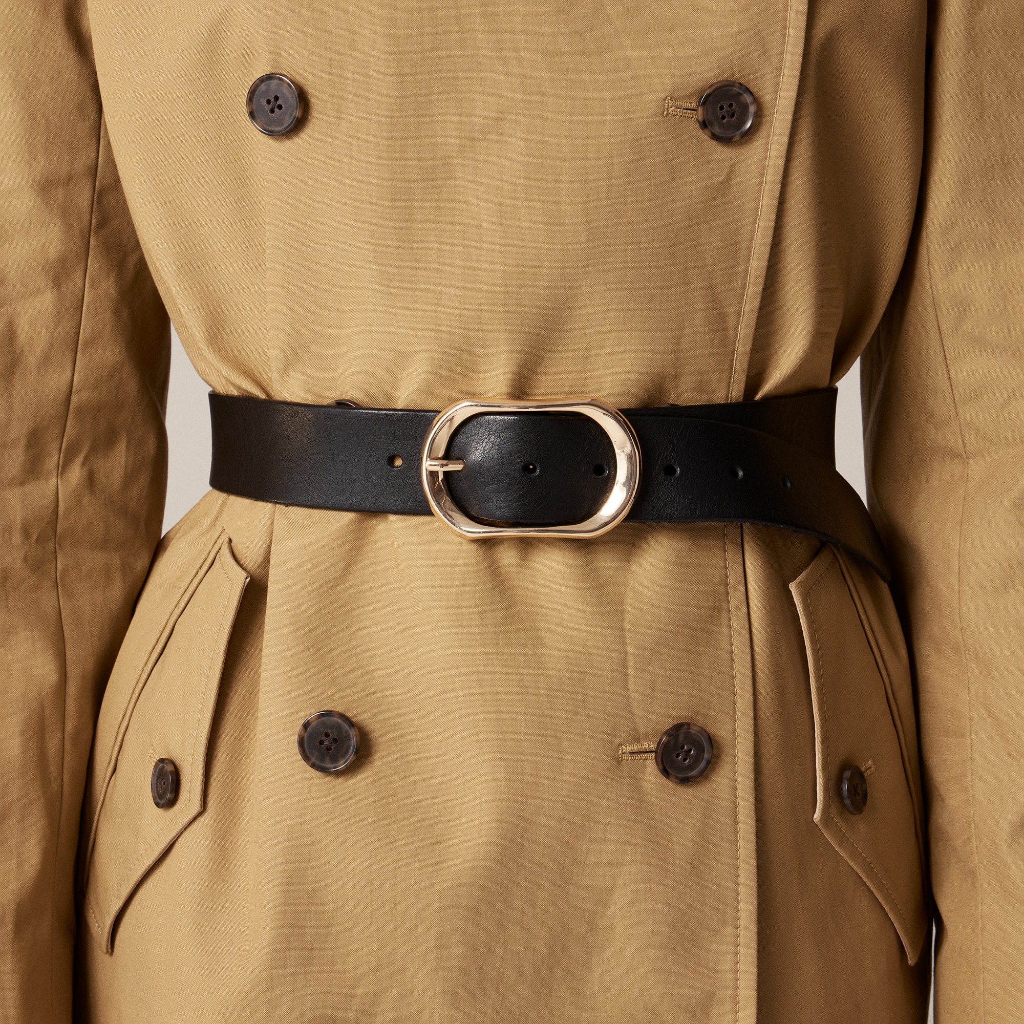 Oval Buckle Belt In Italian Leather For Women | J.Crew