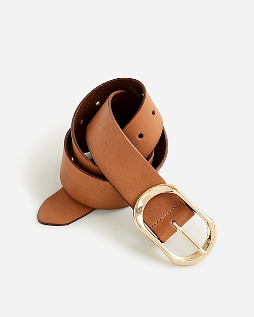 womens Oval buckle belt in Italian leather