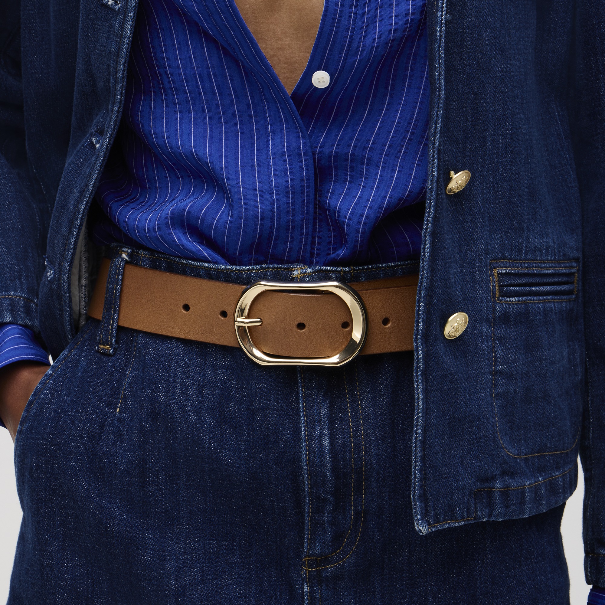 j.crew: oval buckle belt in italian leather for women