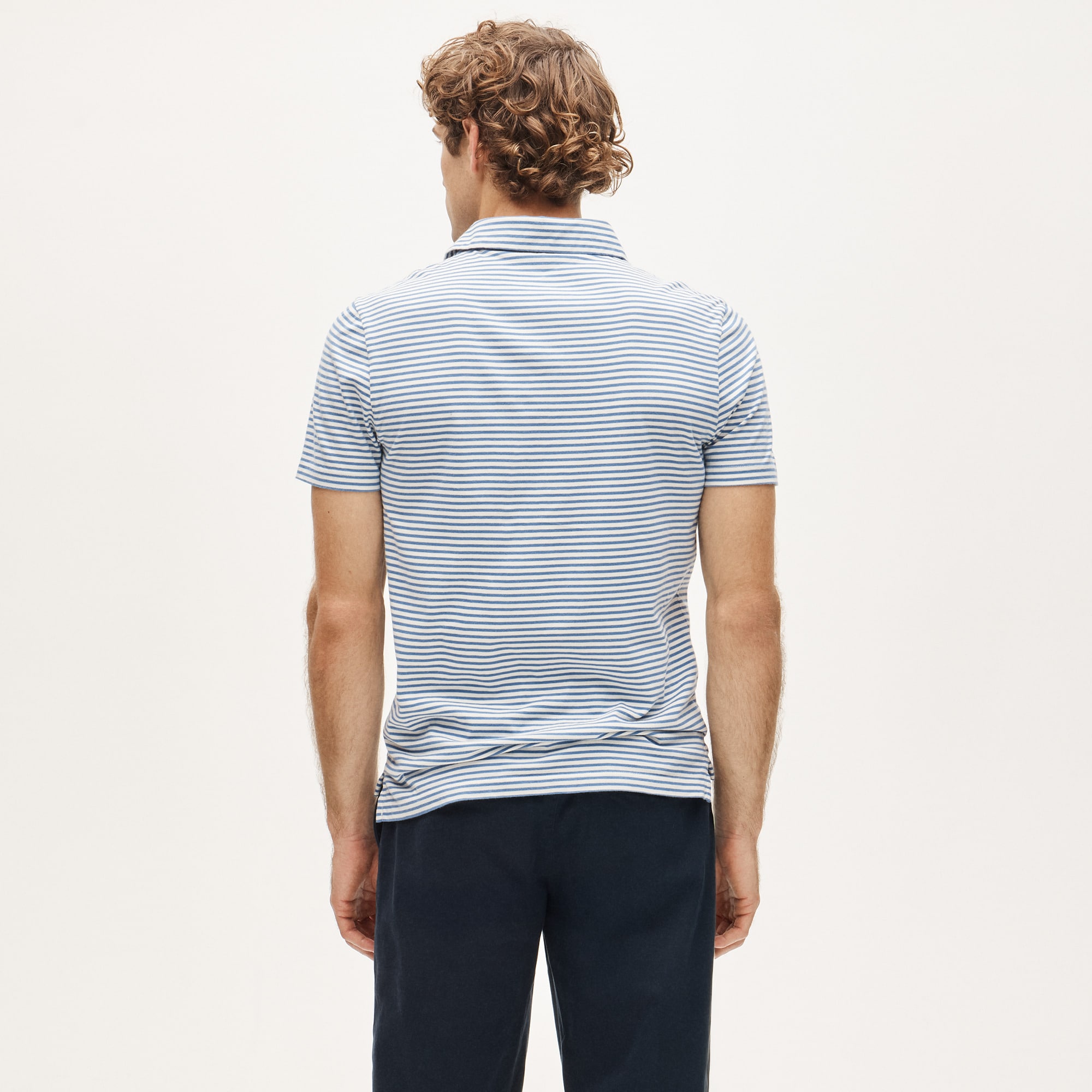 Sueded cotton polo shirt in stripe