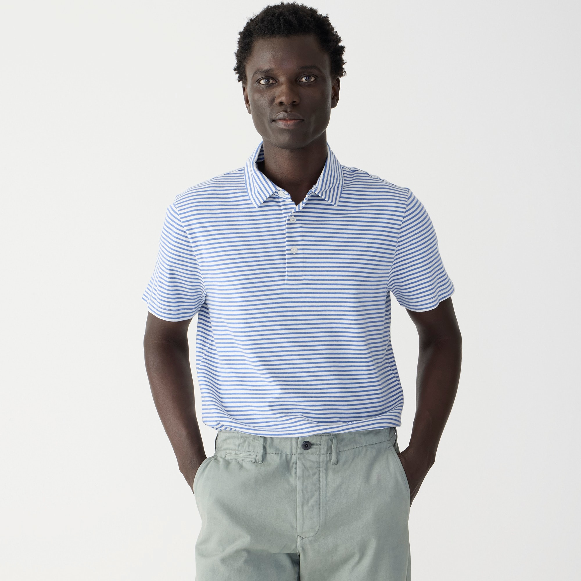 mens Tall sueded cotton polo shirt in stripe