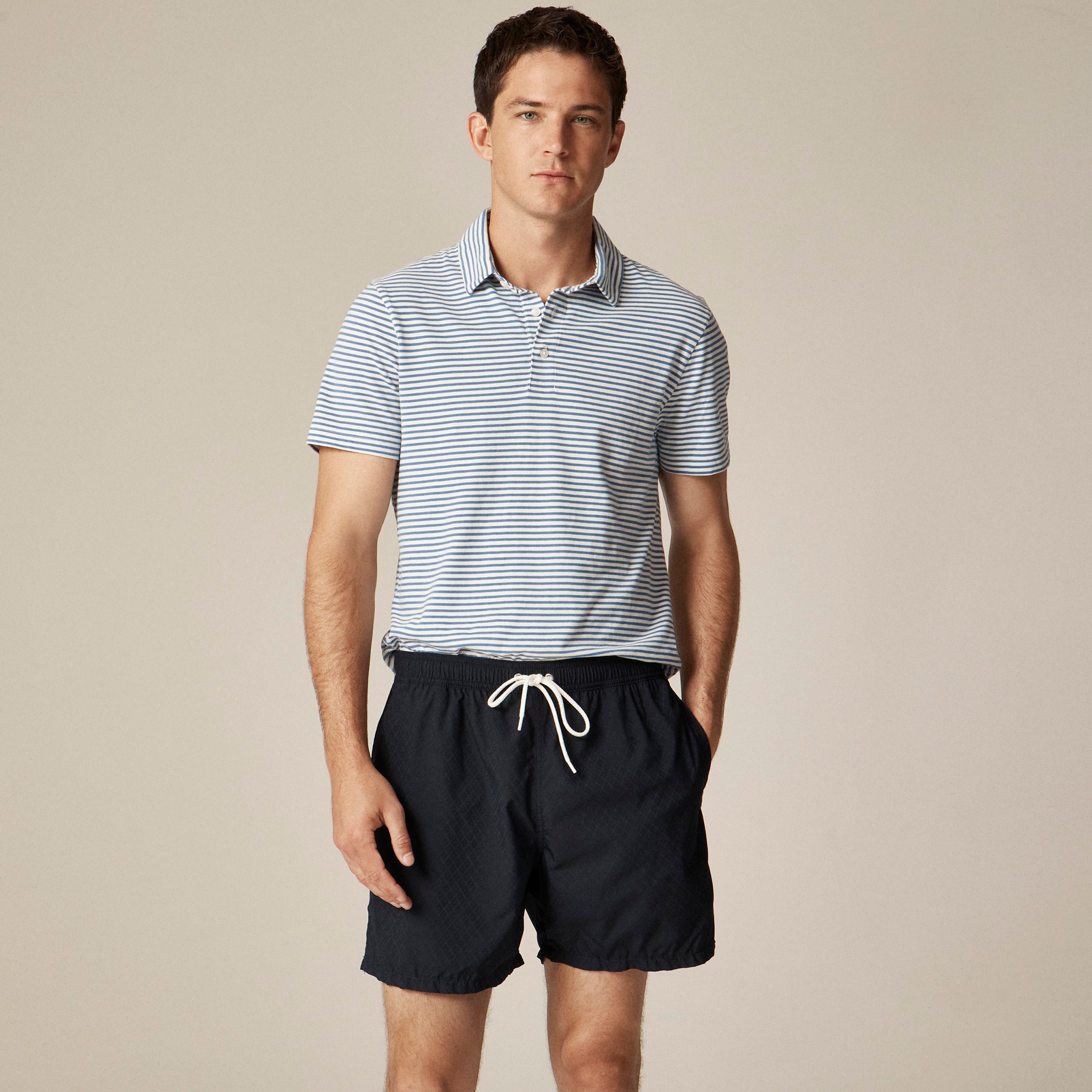  Classic Untucked sueded cotton polo shirt in stripe