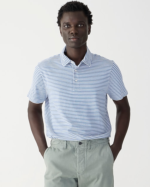 mens Slim sueded cotton polo shirt in stripe