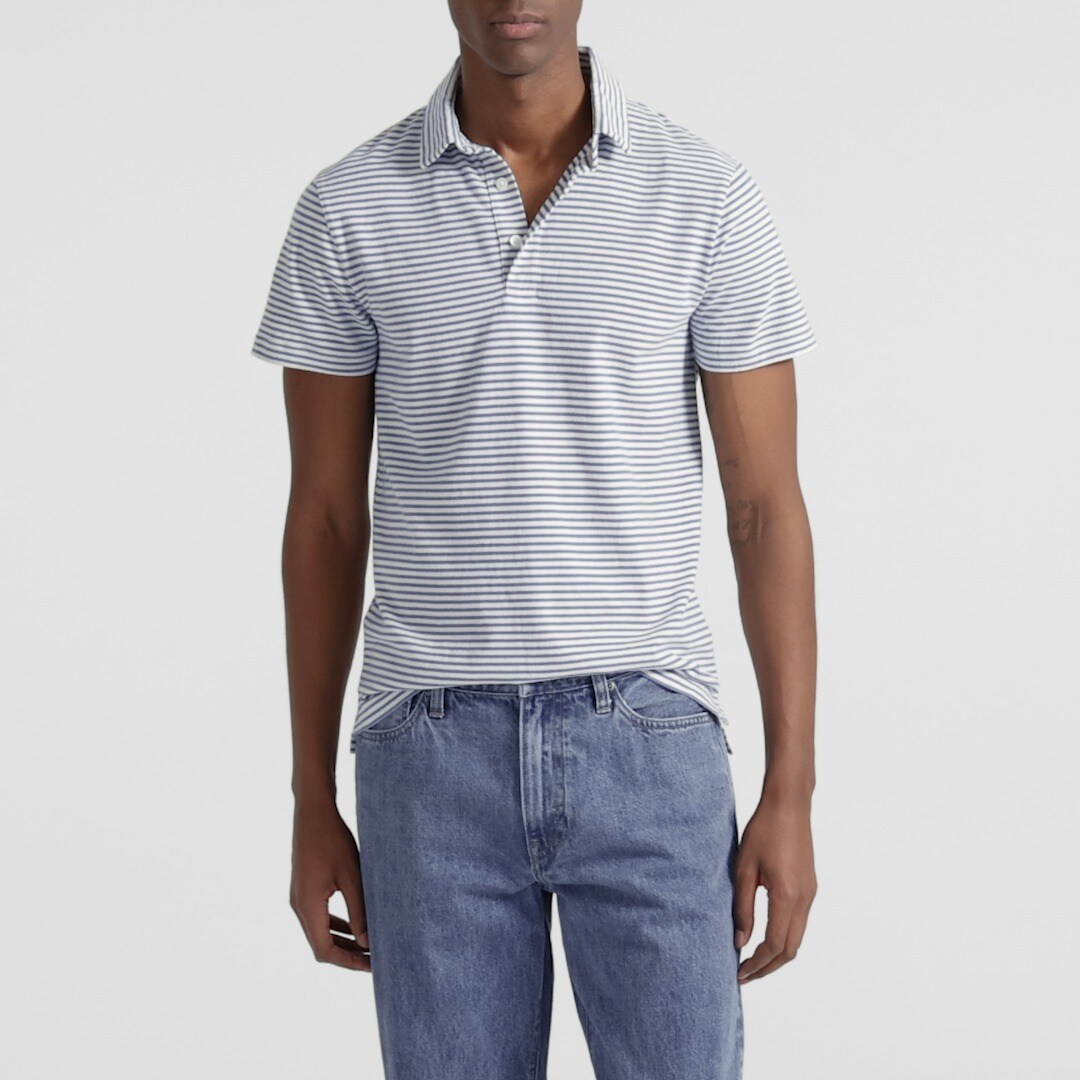 Sueded cotton polo shirt in stripe