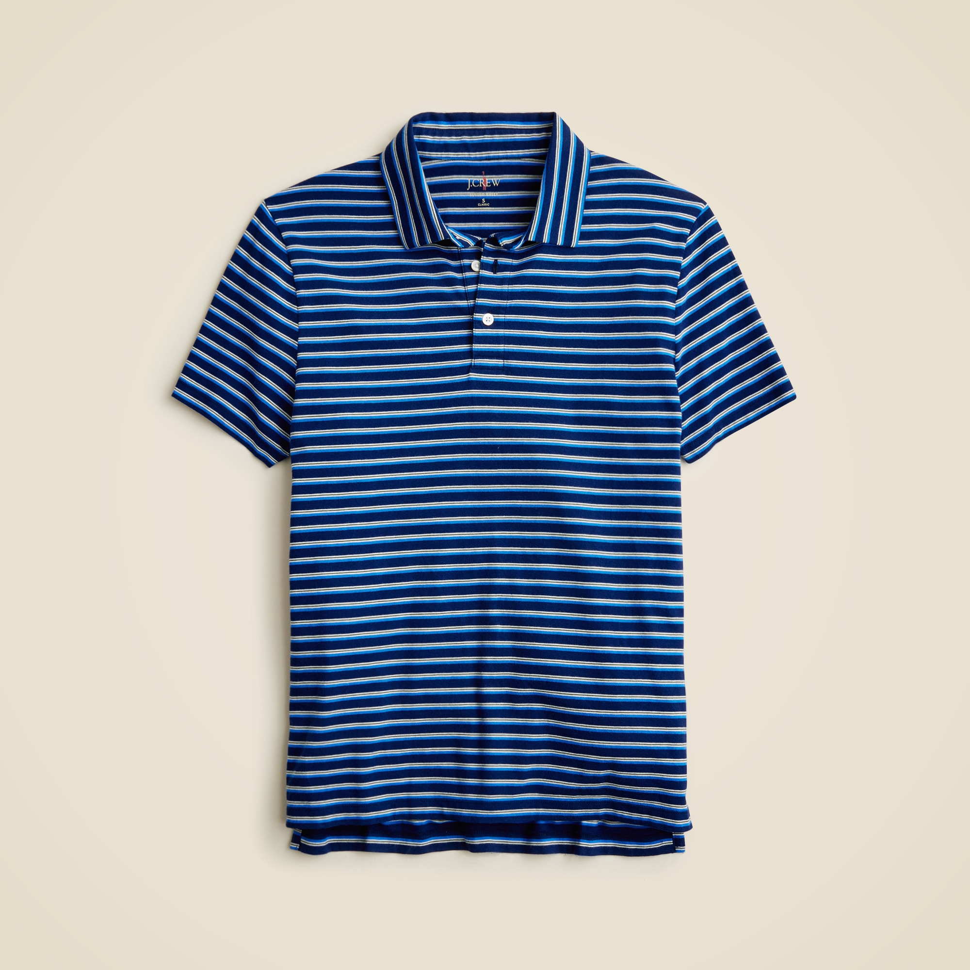 Sueded cotton polo shirt in stripe