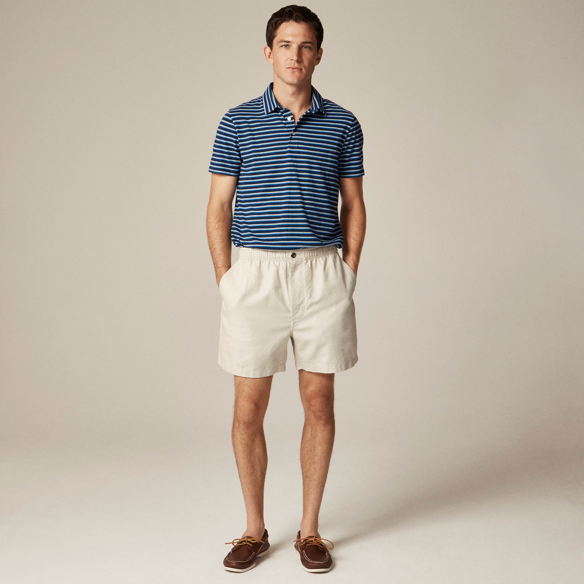 Sueded cotton polo shirt in stripe