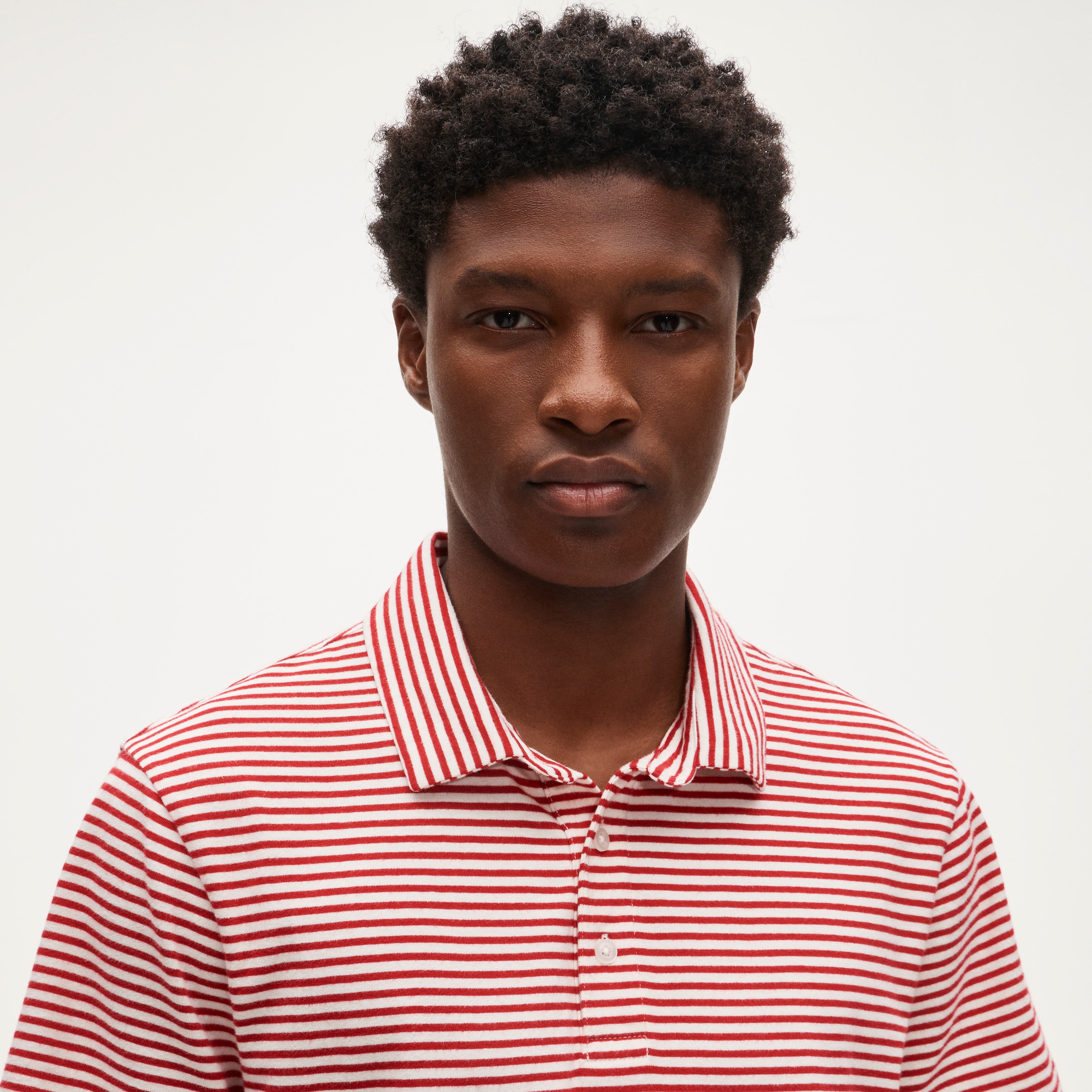 Sueded cotton polo shirt in stripe