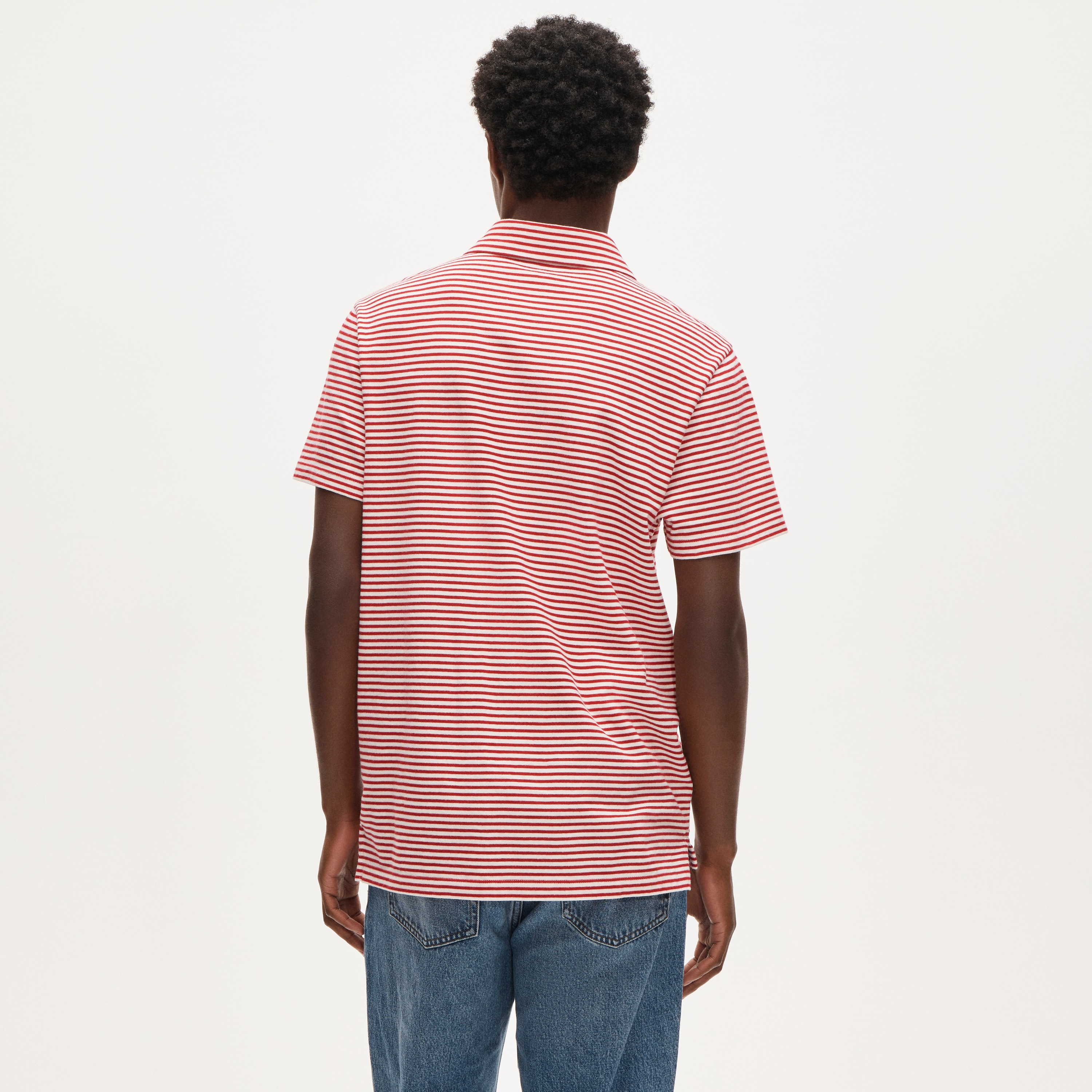 Sueded cotton polo shirt in stripe