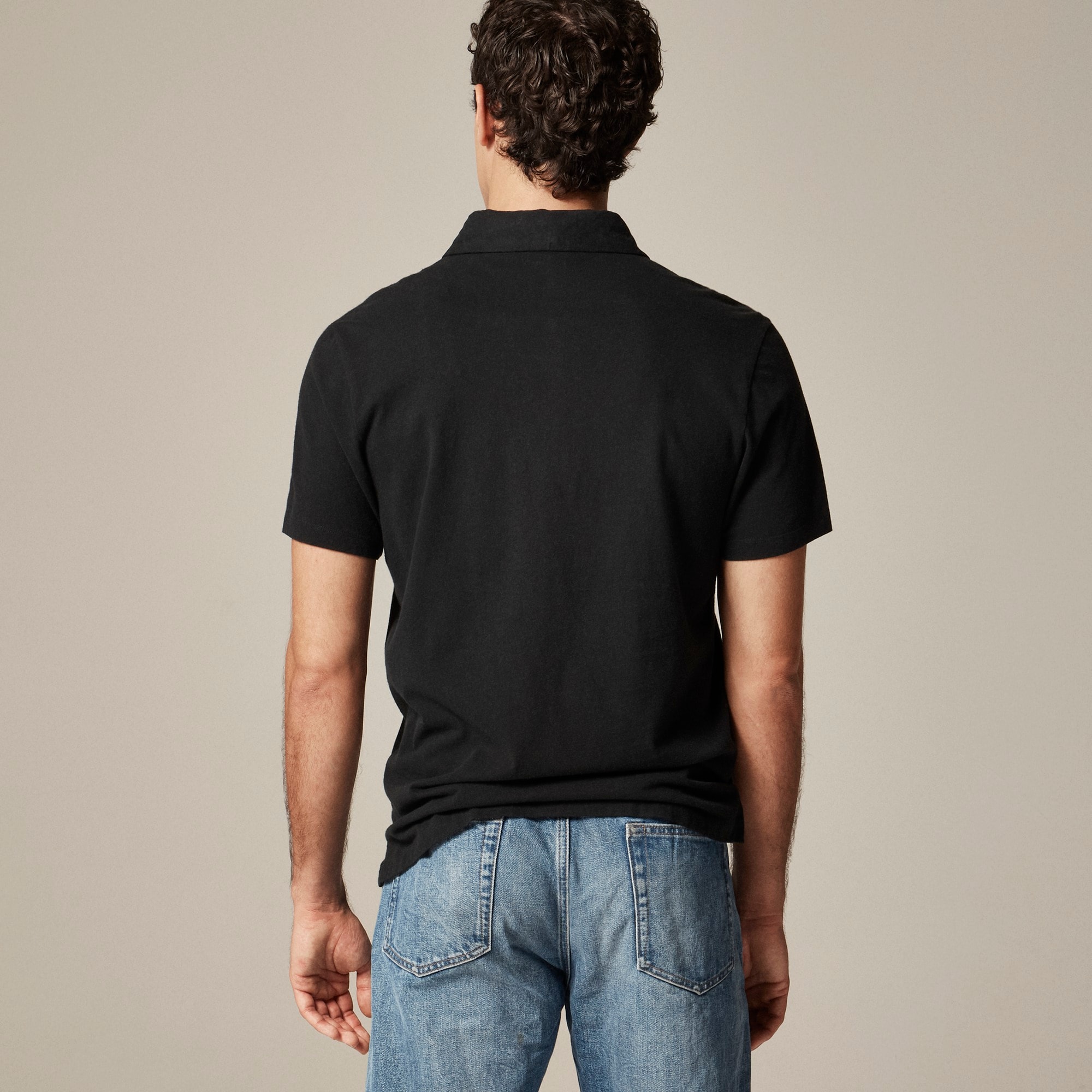 Sueded cotton polo shirt