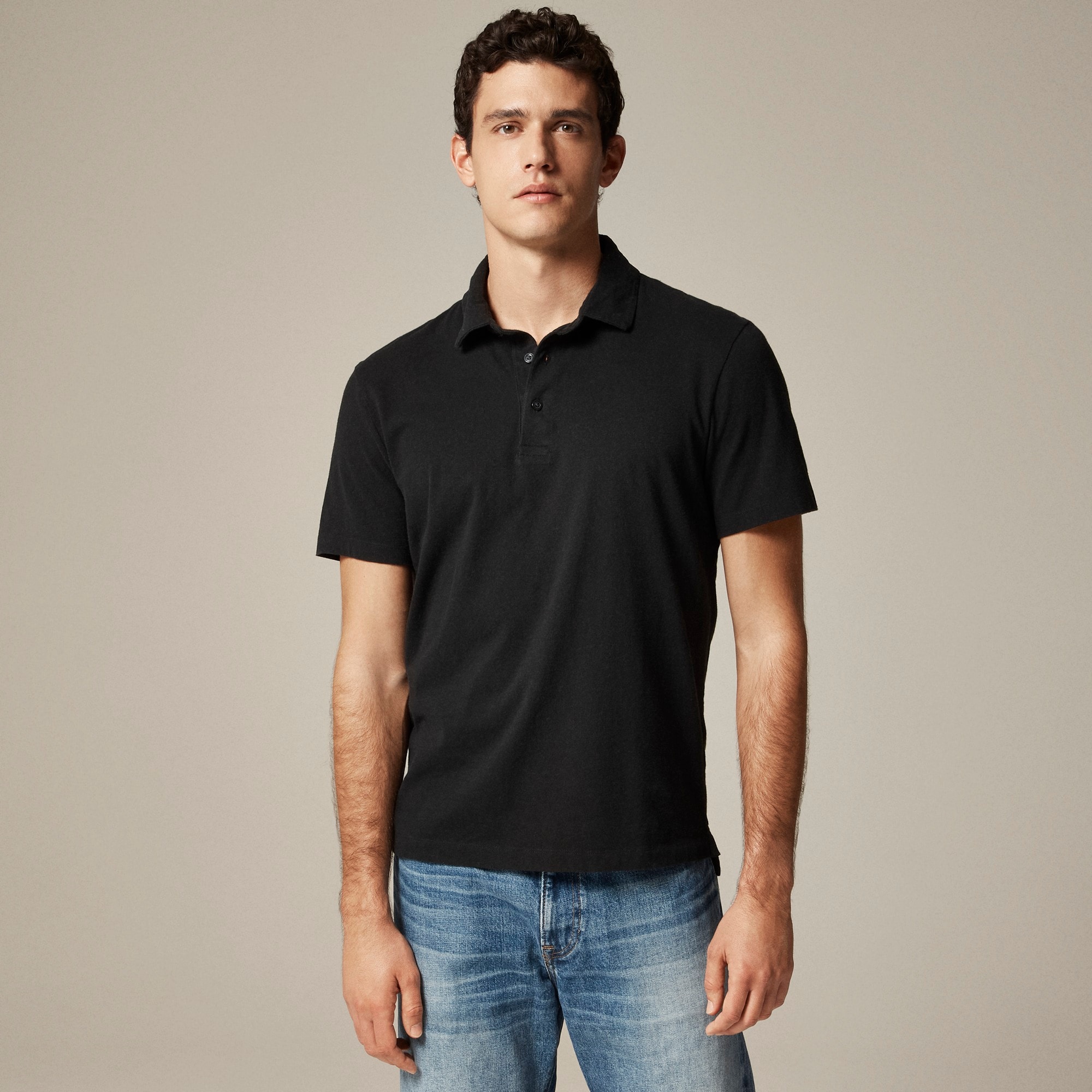 Sueded cotton polo shirt