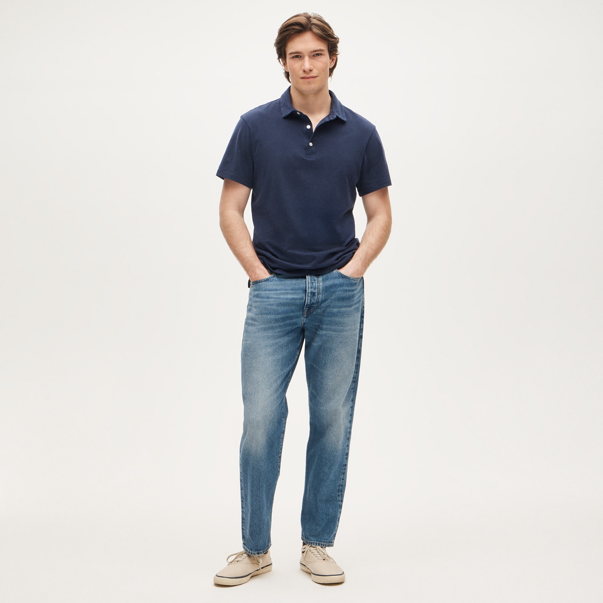 Sueded cotton polo shirt