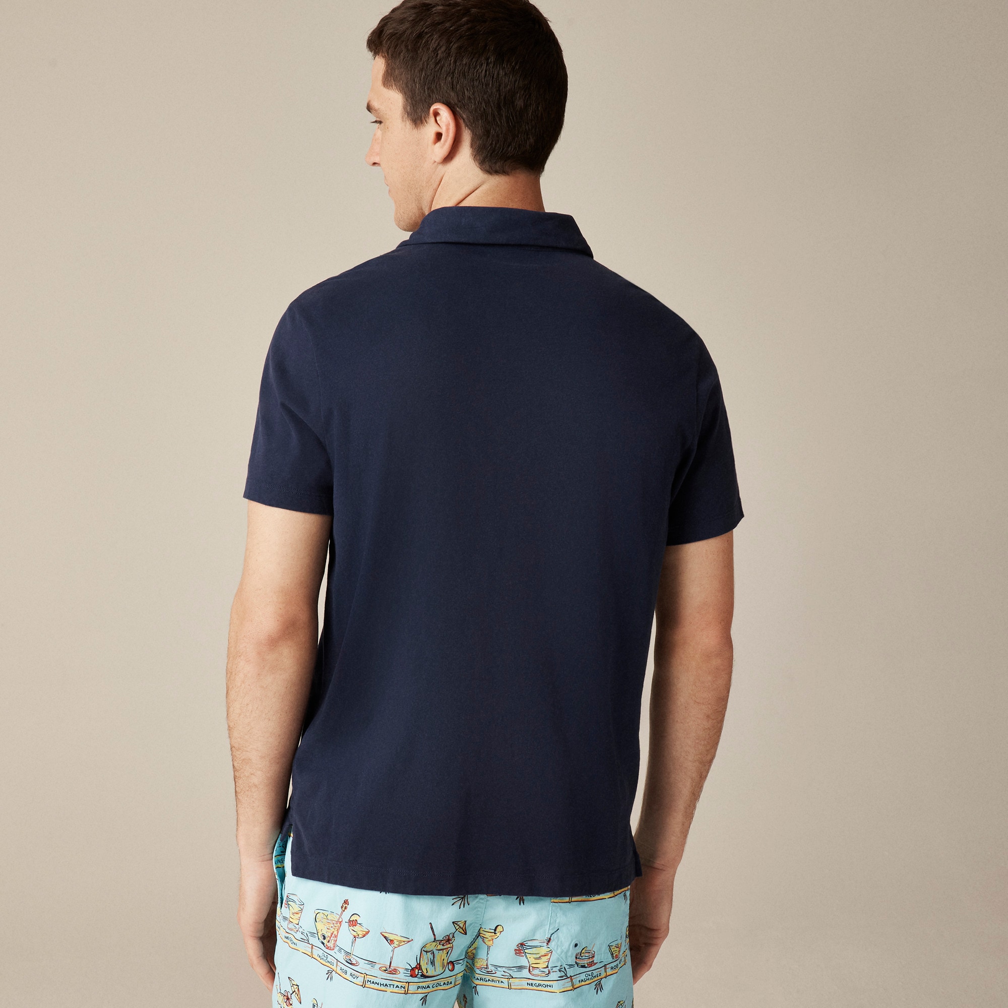 Sueded cotton polo shirt