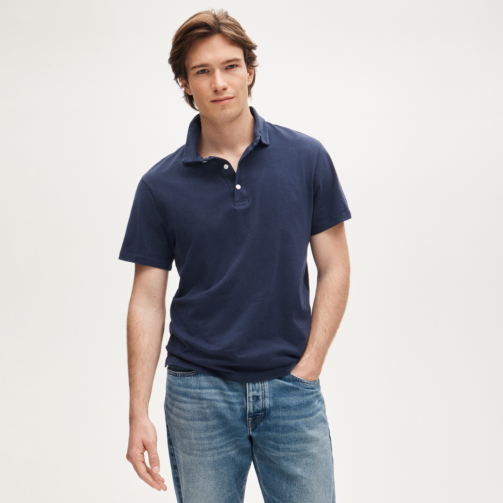 Sueded cotton polo shirt