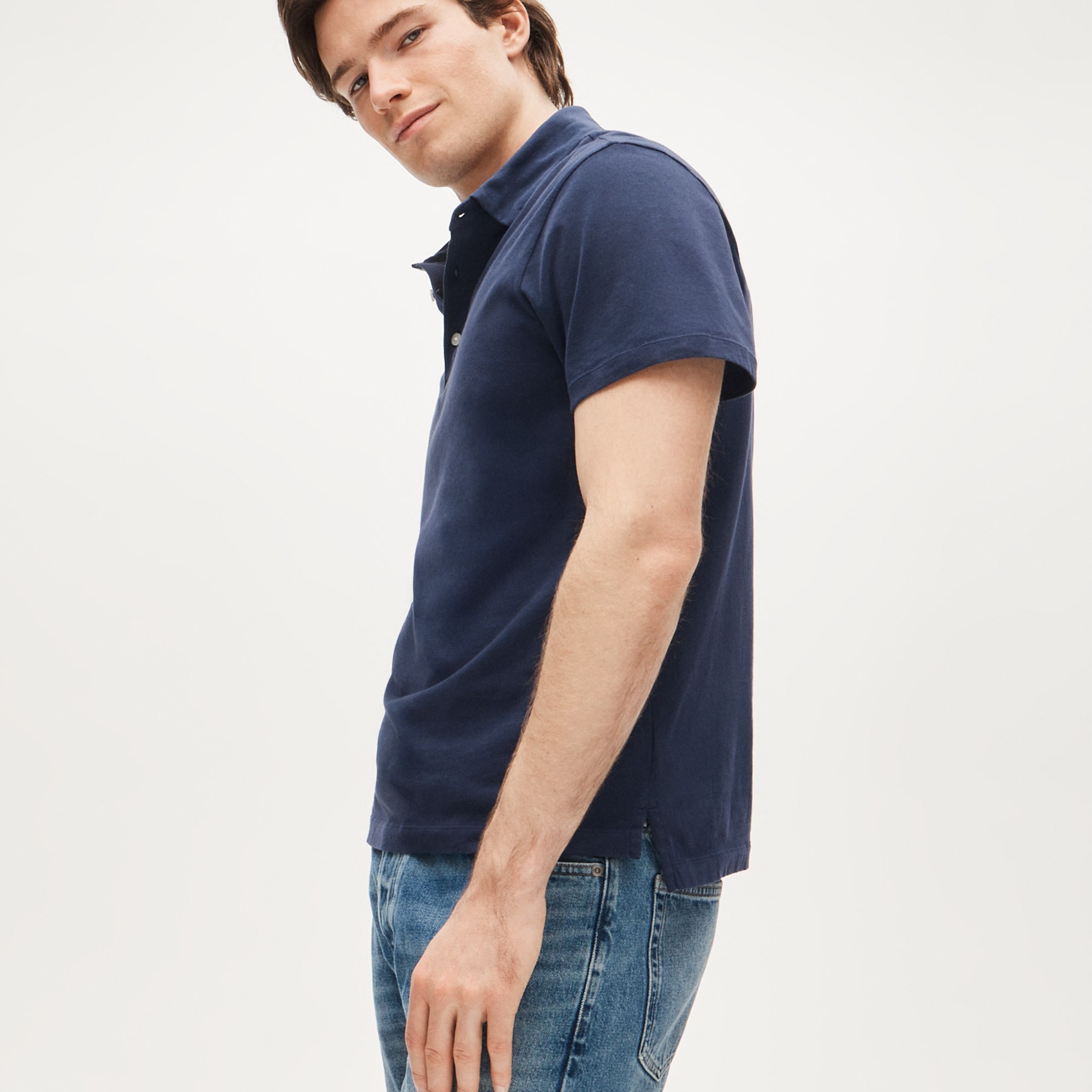 Sueded cotton polo shirt