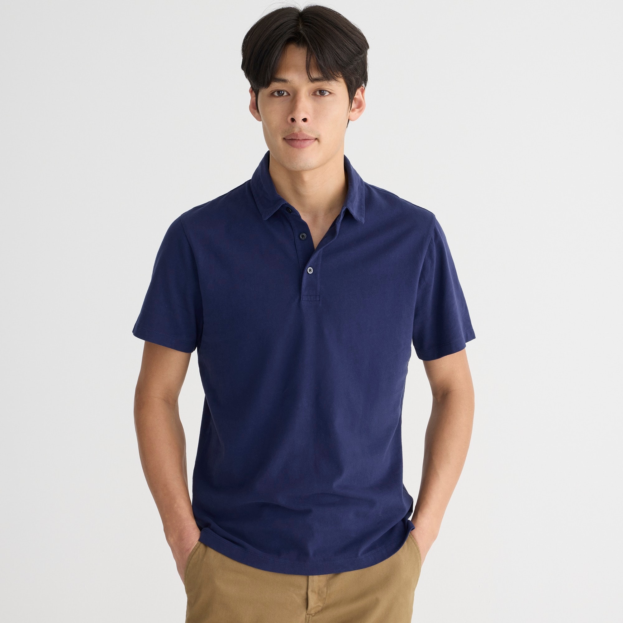 mens Classic Untucked sueded cotton polo shirt