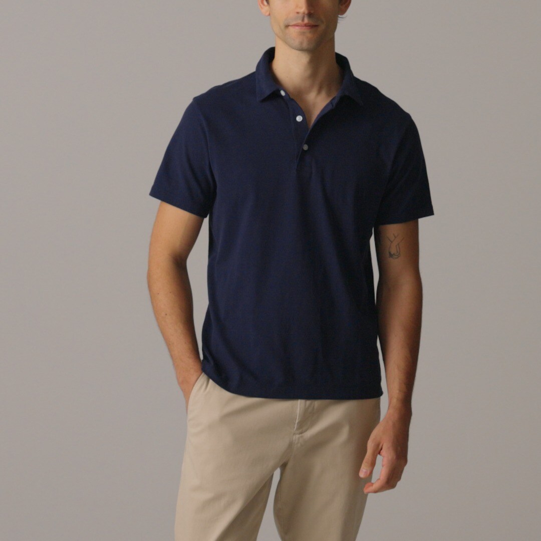 Short-sleeve Cotton Mesh-stitch Johnny-collar Sweater-polo For Men