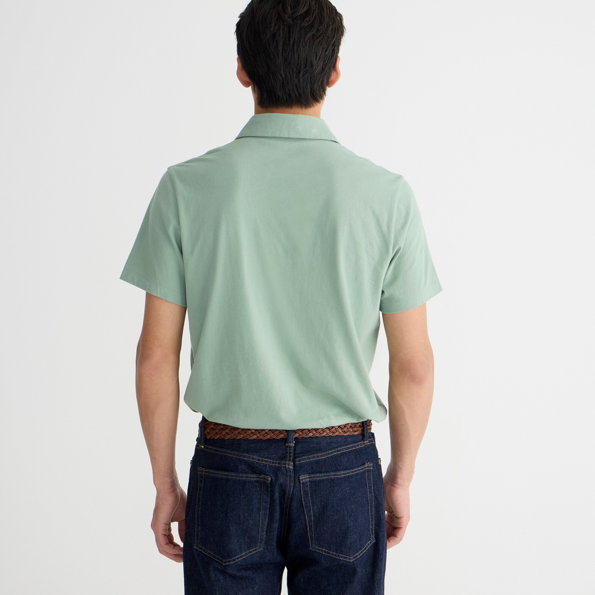 Sueded cotton polo shirt