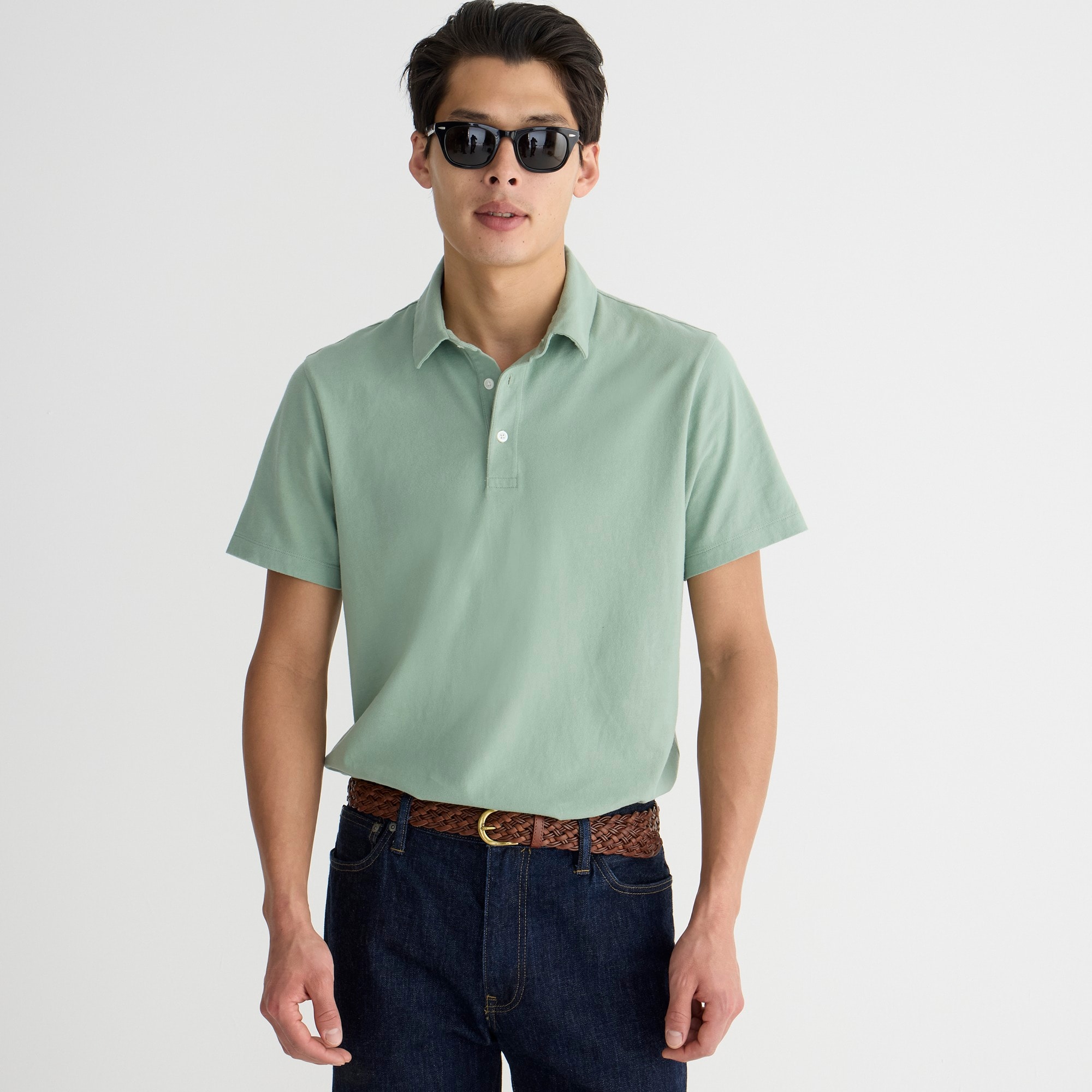  Slim sueded cotton polo shirt