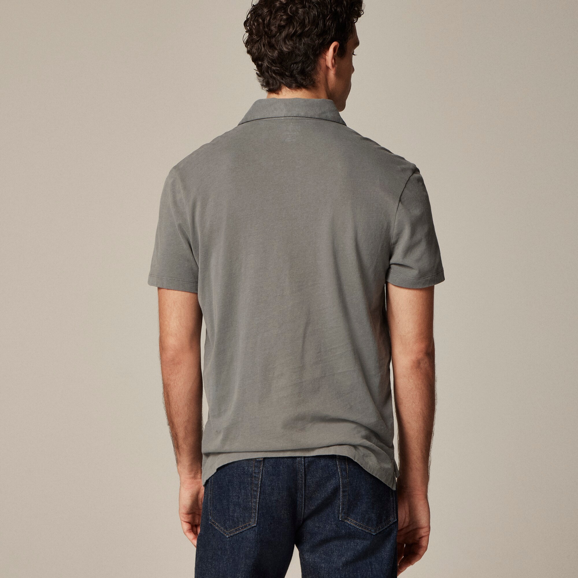 Sueded cotton polo shirt