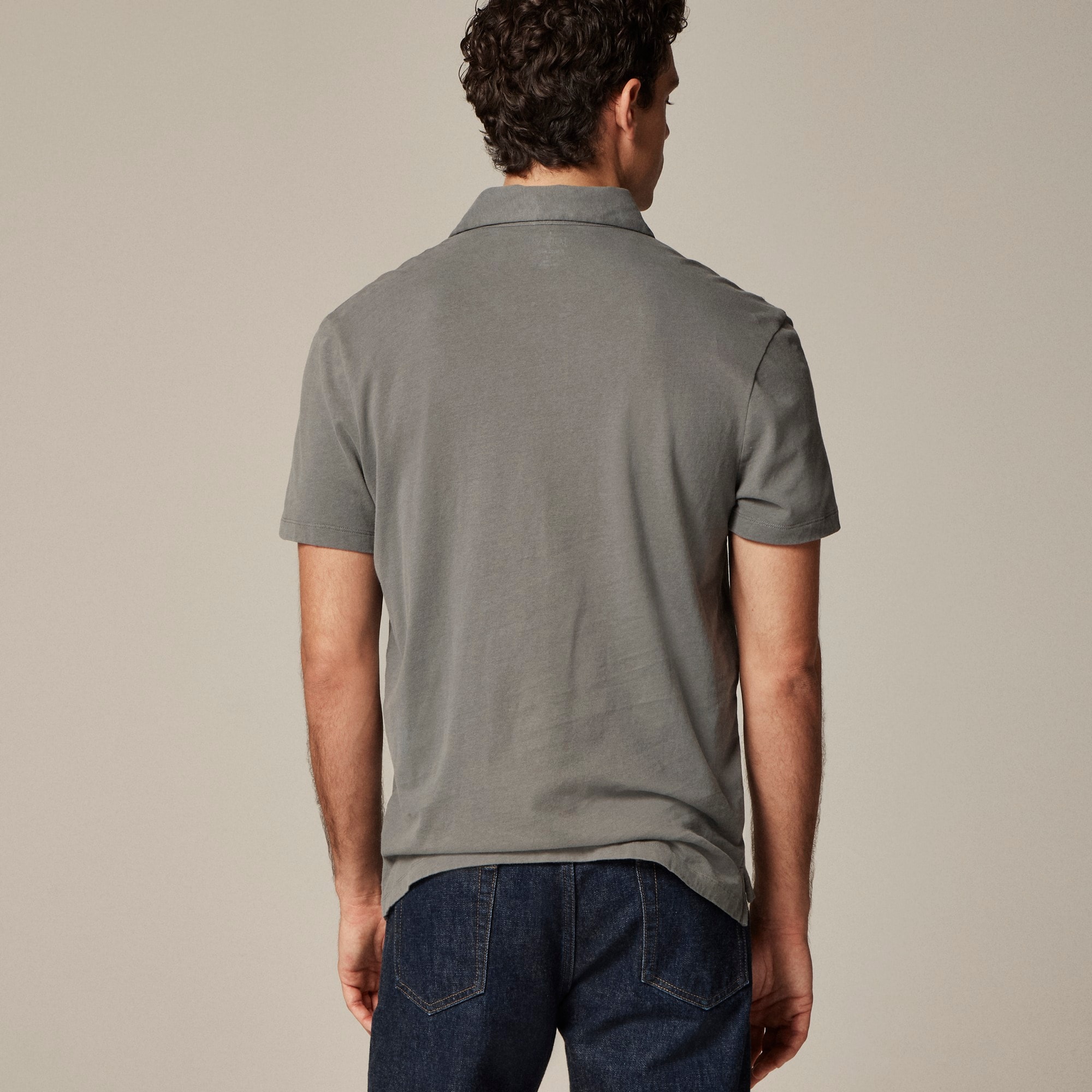 Sueded cotton polo shirt