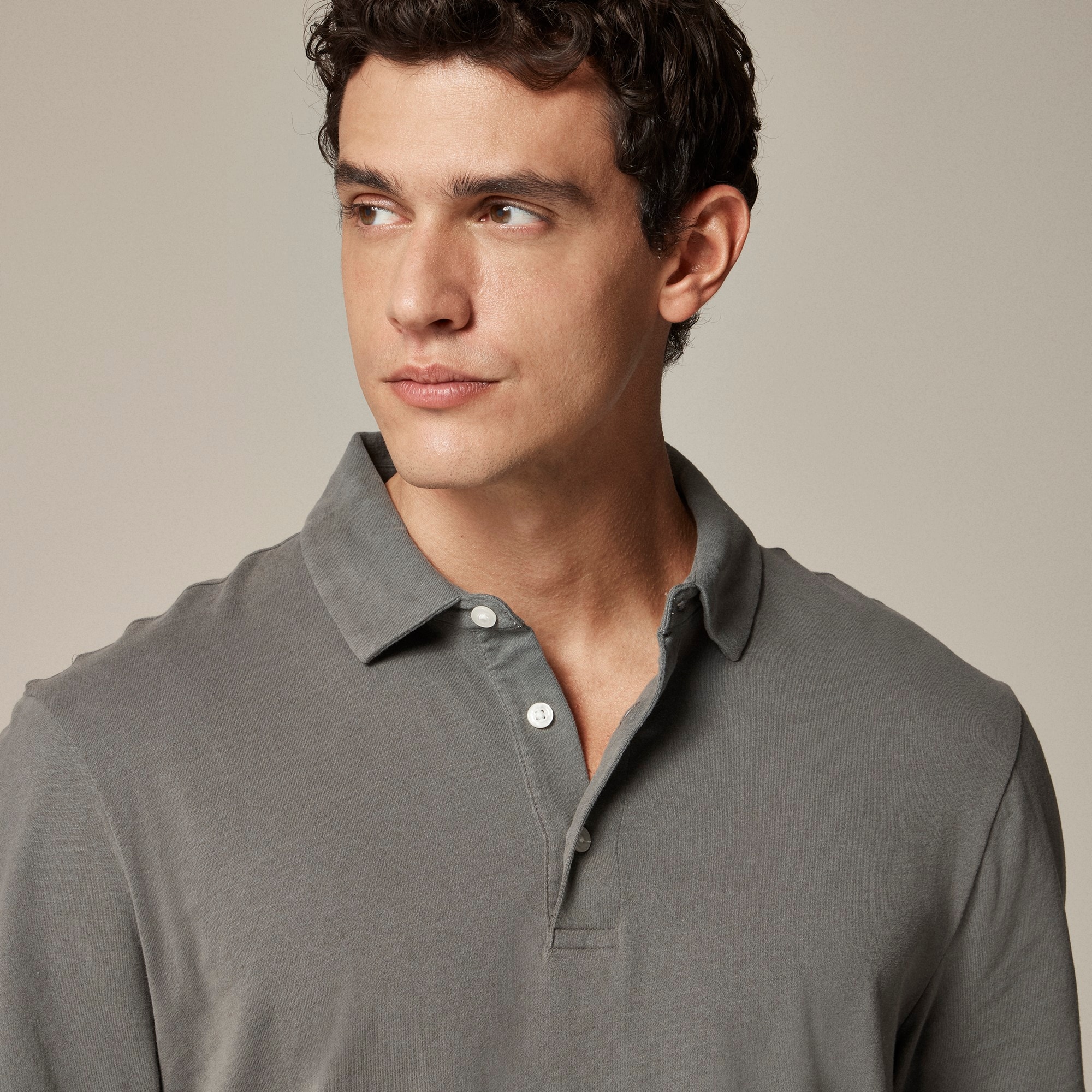 Sueded cotton polo shirt