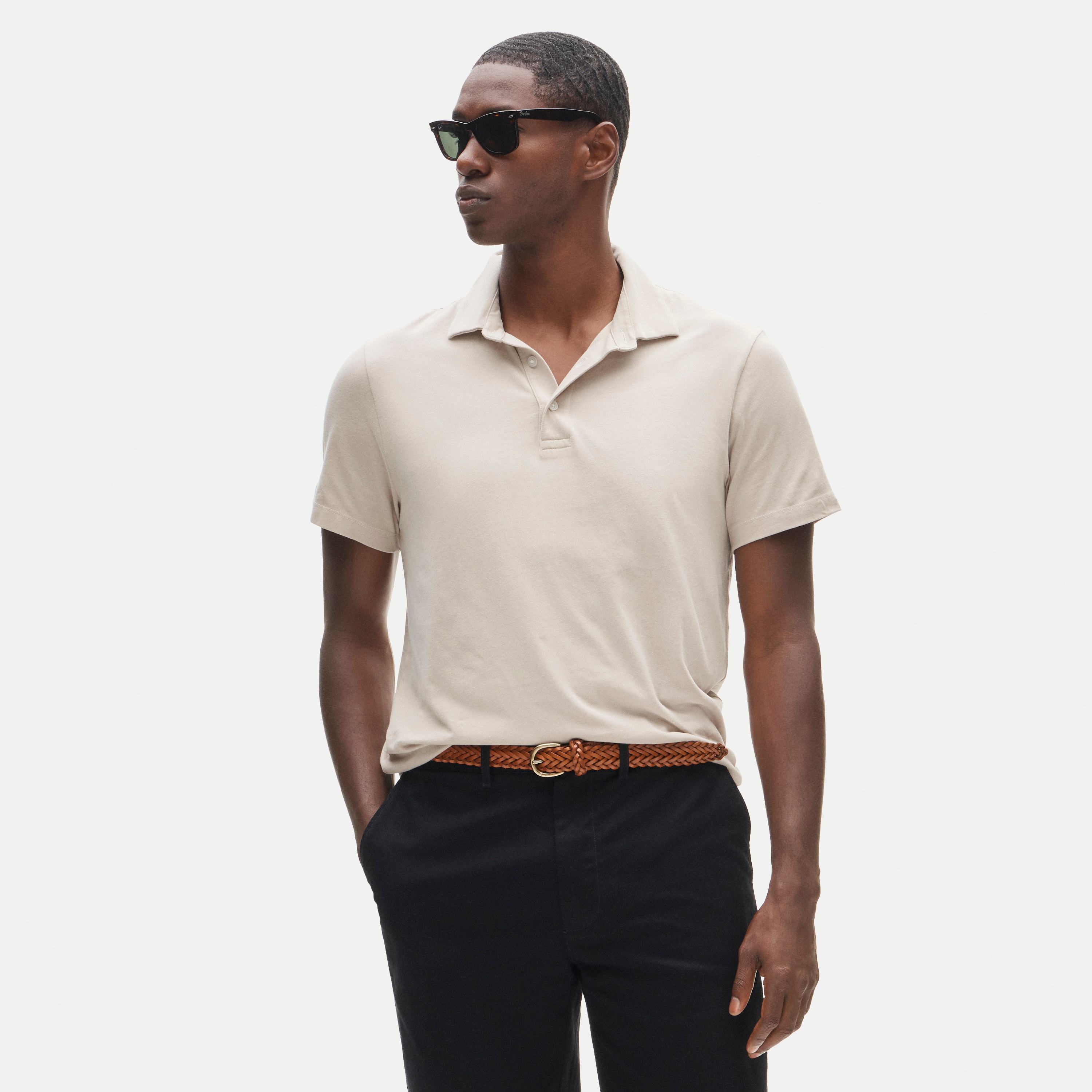 Sueded cotton polo shirt