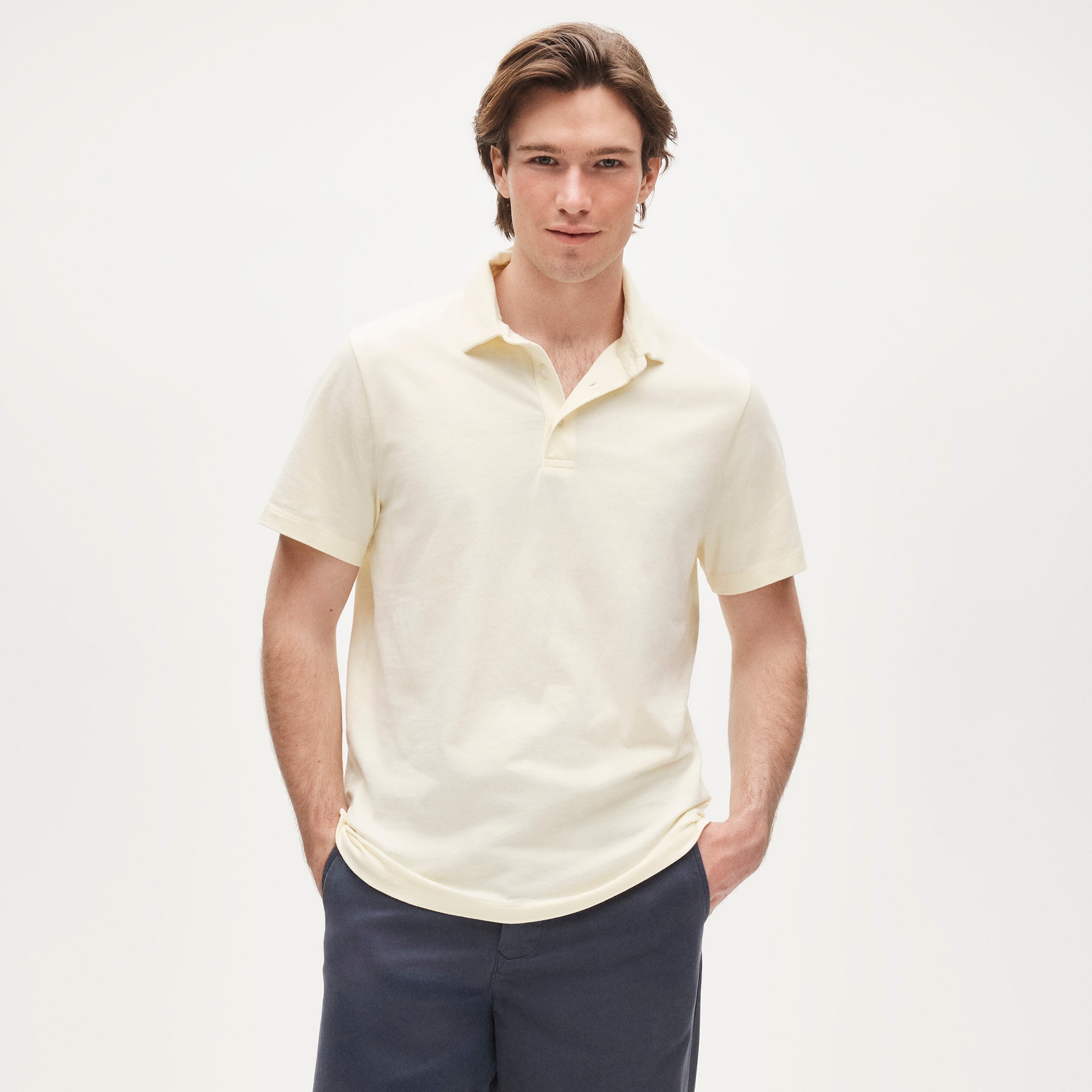 Sueded cotton polo shirt