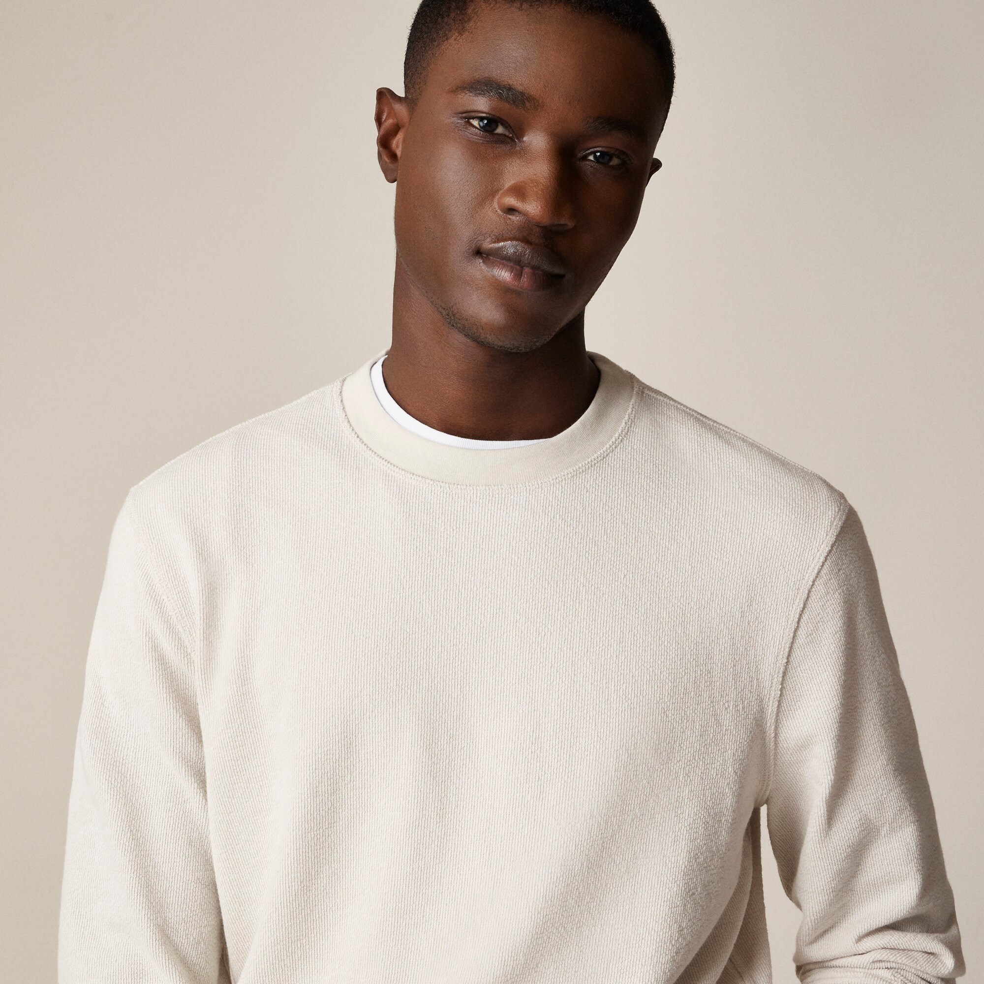 Long-sleeve textured sweater-tee