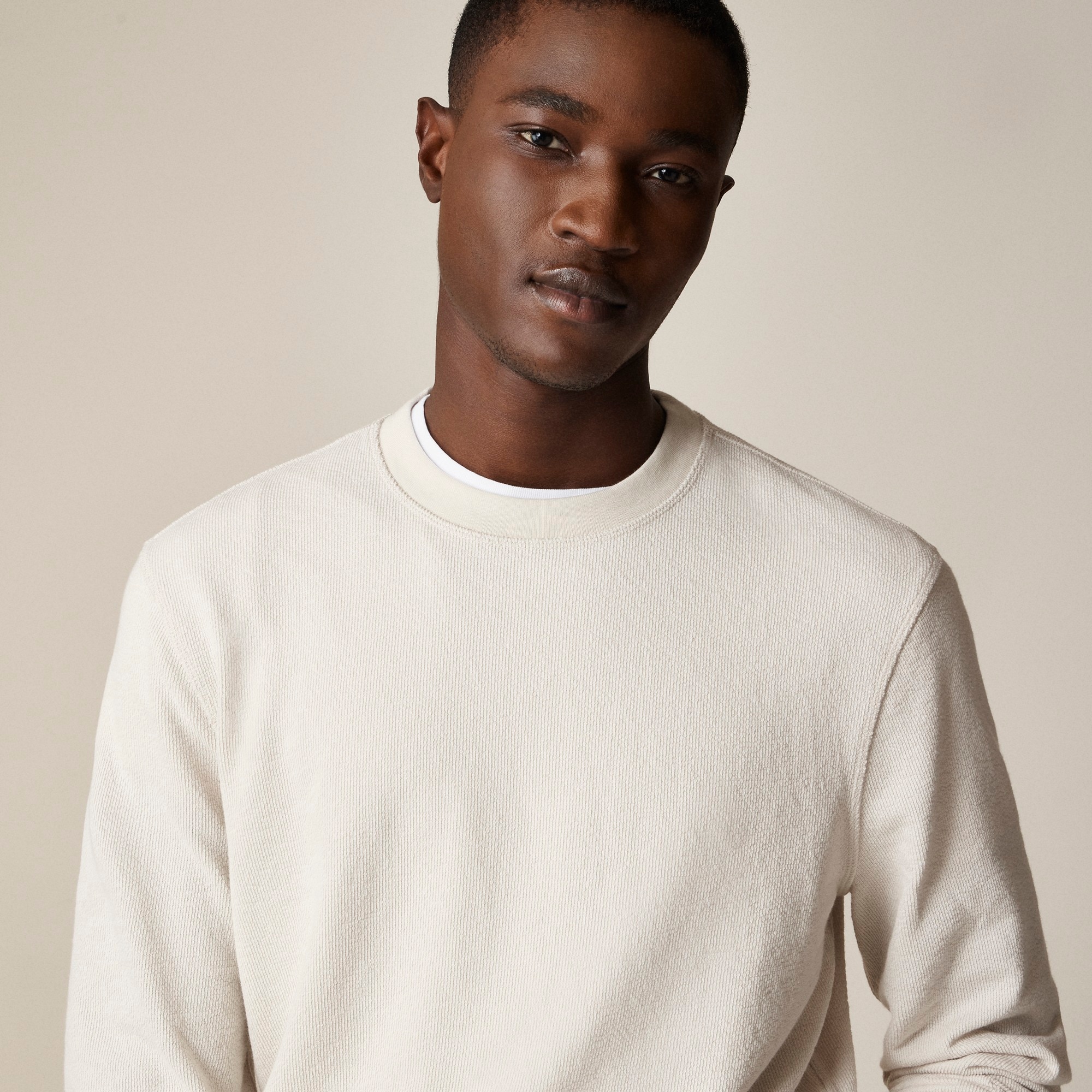Long-sleeve textured sweater-tee